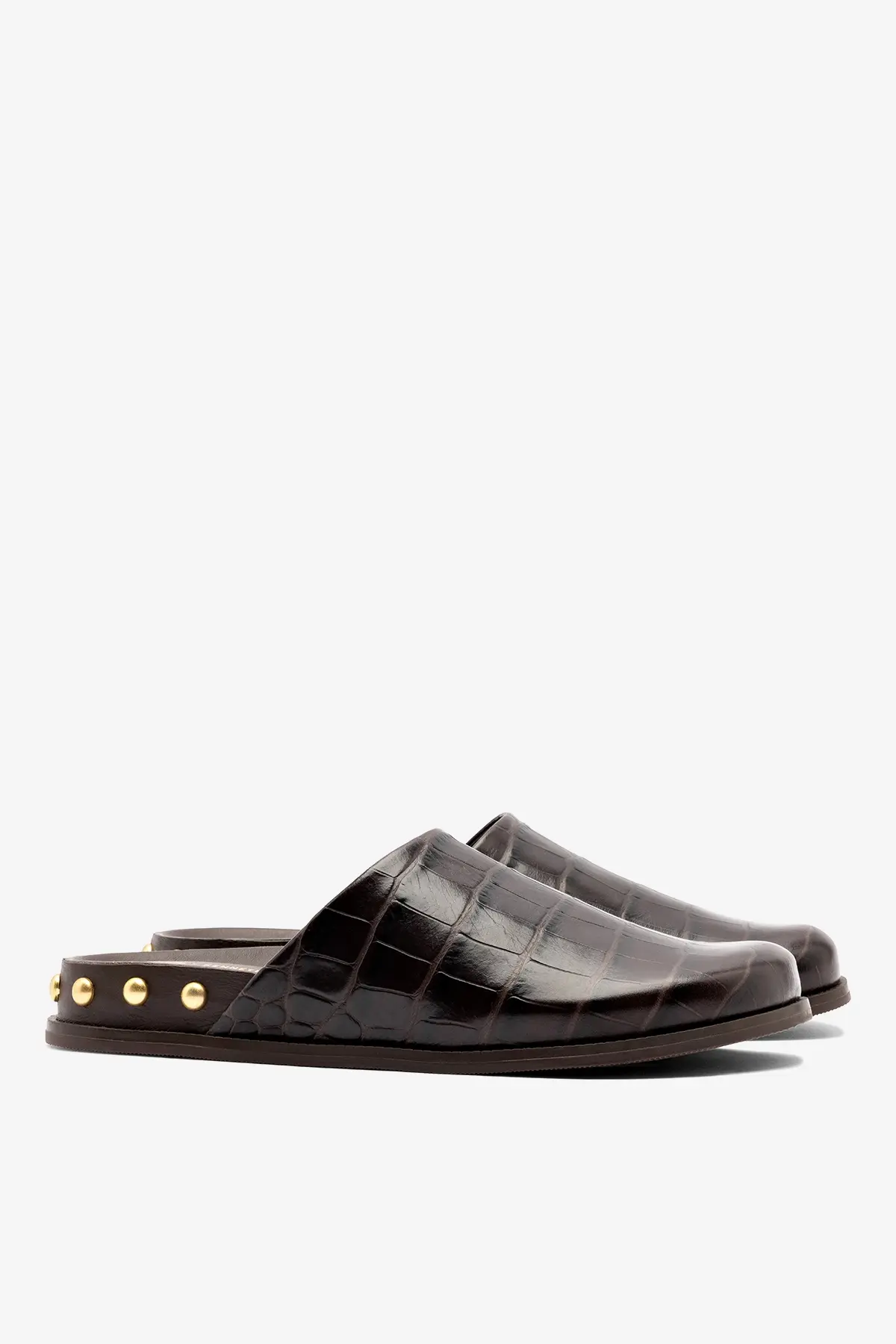 Larroudé x Kenneth Cole: Clog Couro Croco Marrom - Image 3