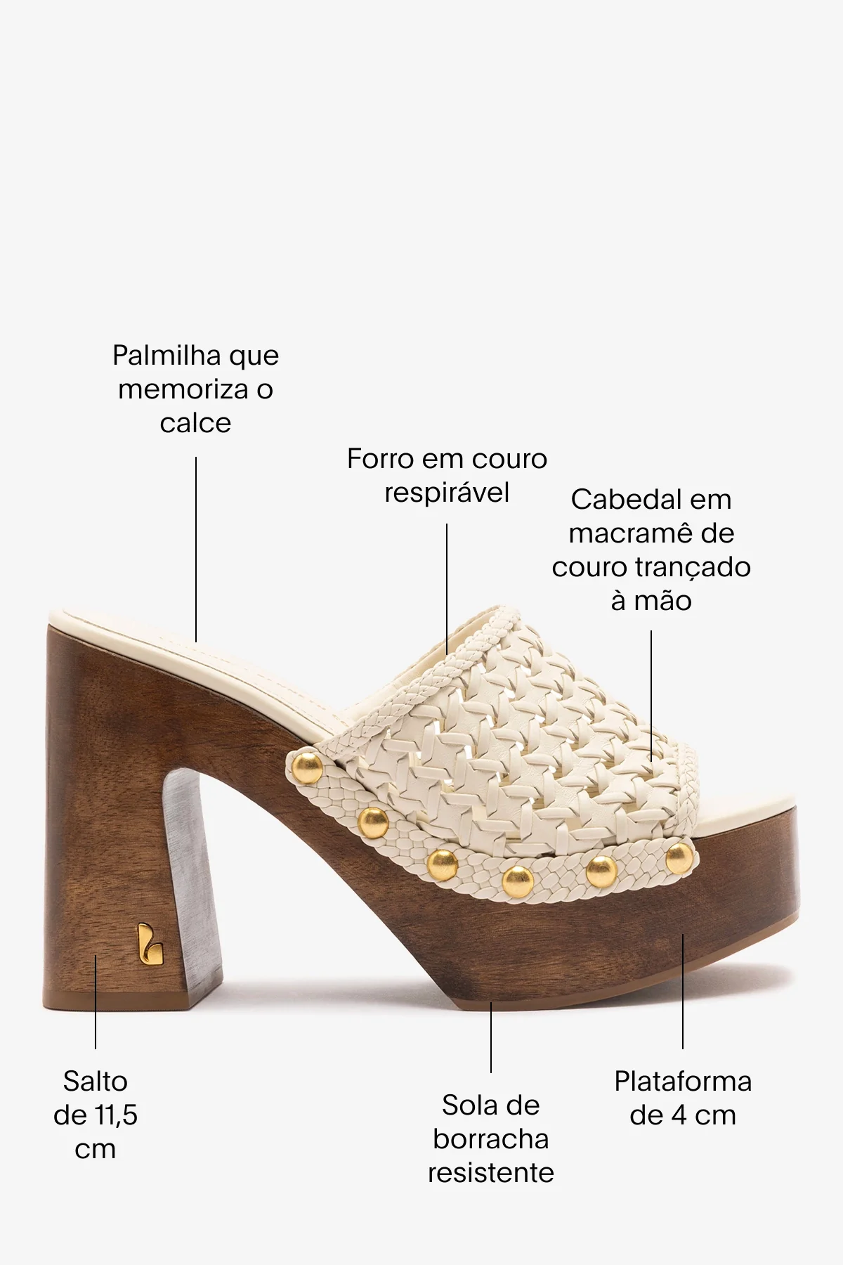 Larroudé x Kenneth Cole: Mule Macramê Couro Off White - Image 5