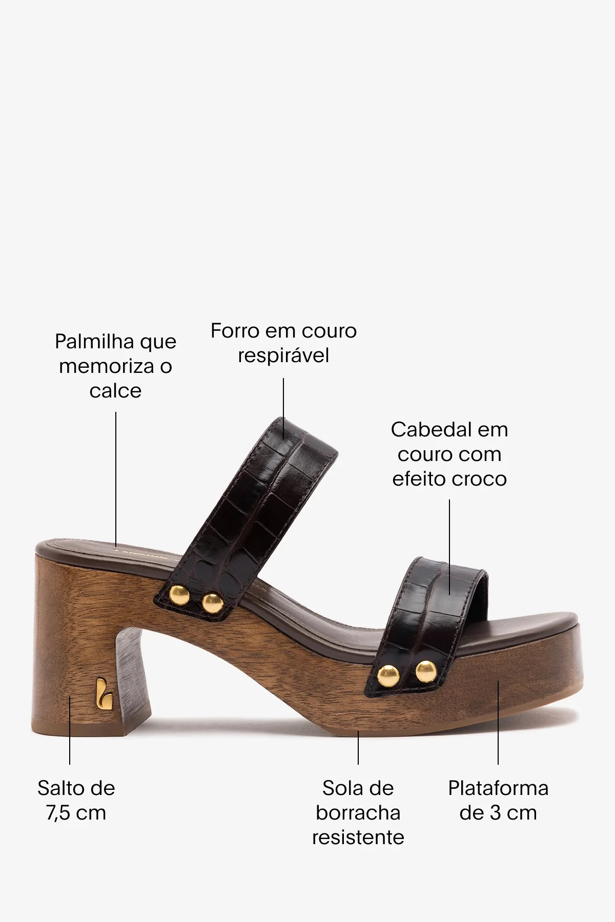 Larroudé x Kenneth Cole: Mule Couro Croco Marrom - Image 5