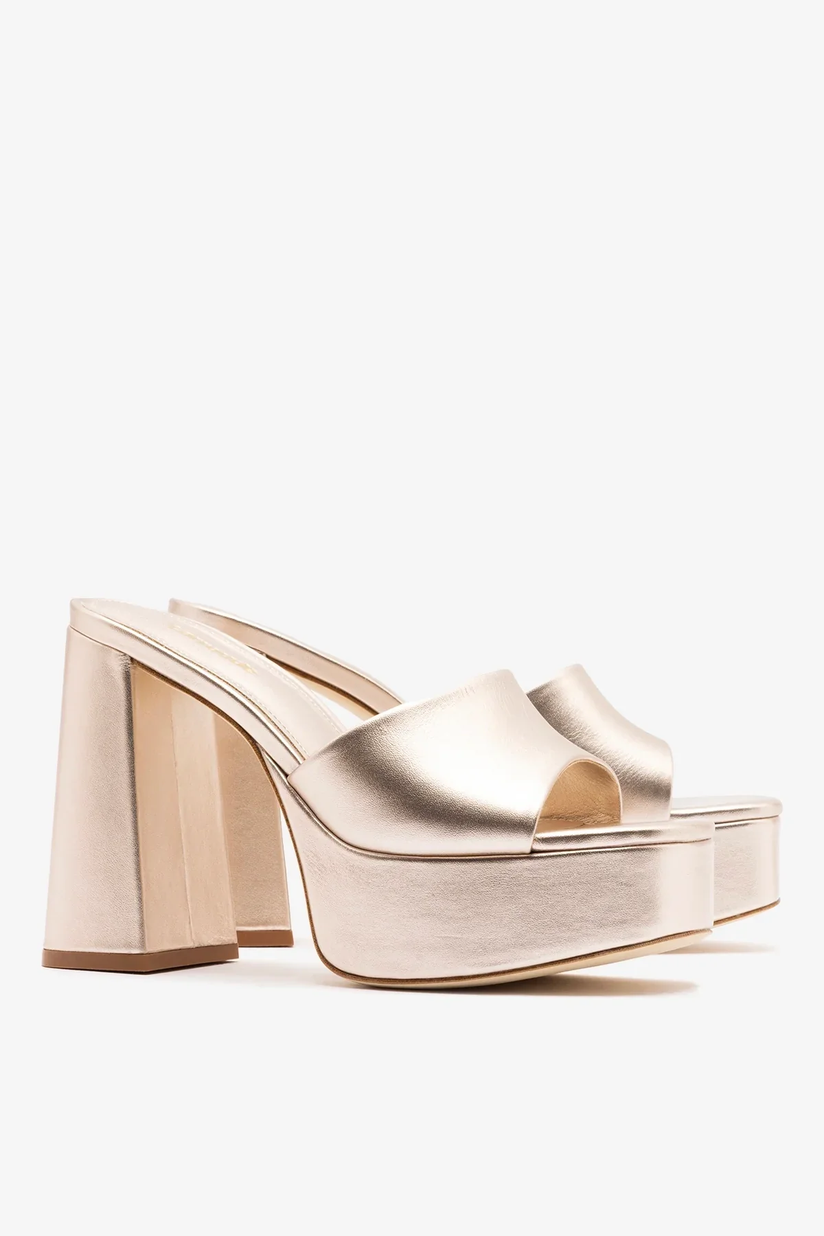Mule Plataforma Dolly Couro Champagne - Image 3
