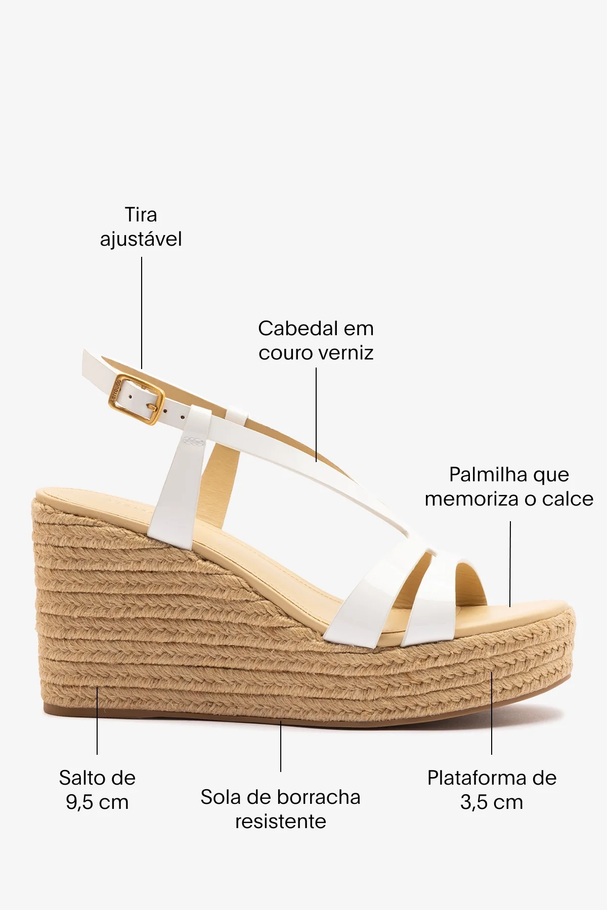 Sandália Espadrille Daphne Couro Verniz Branco - Image 5