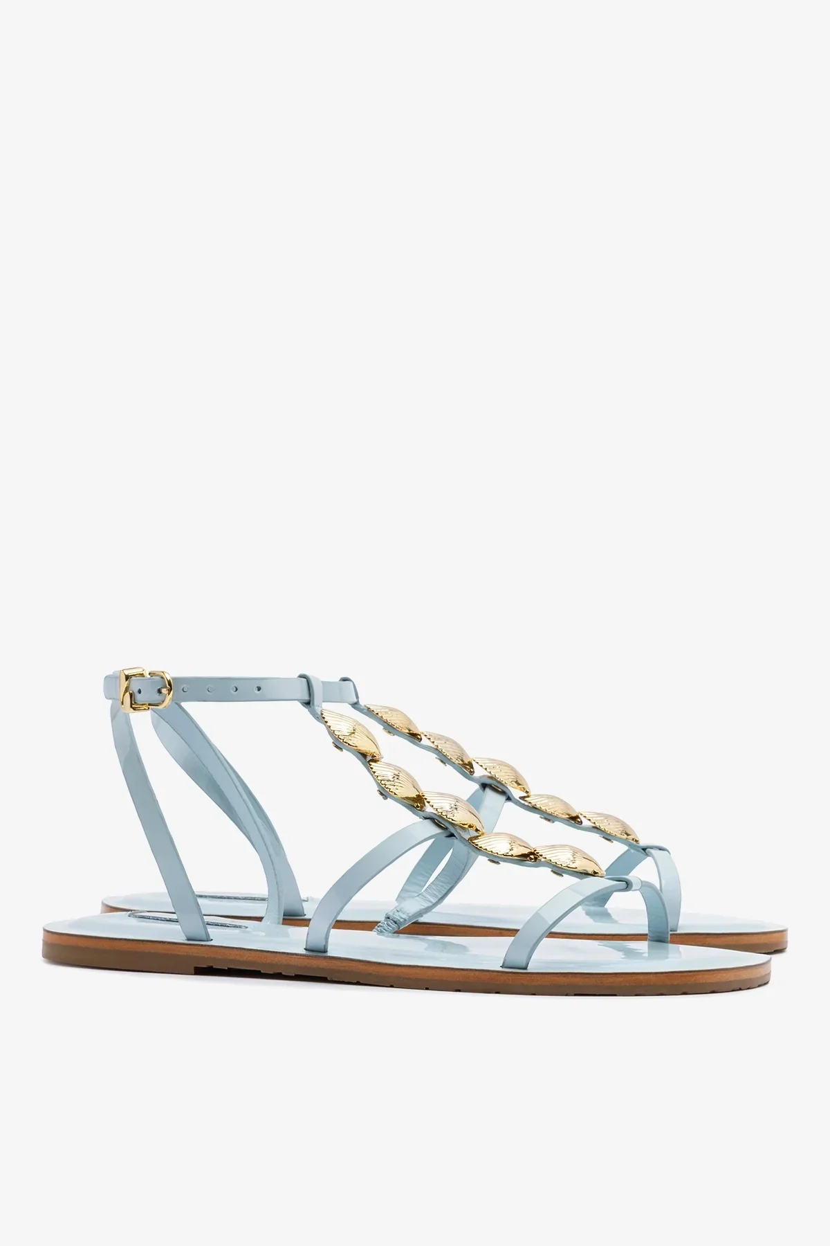 Sandalia Flat Coquile Couro Verniz Azul - Image 3