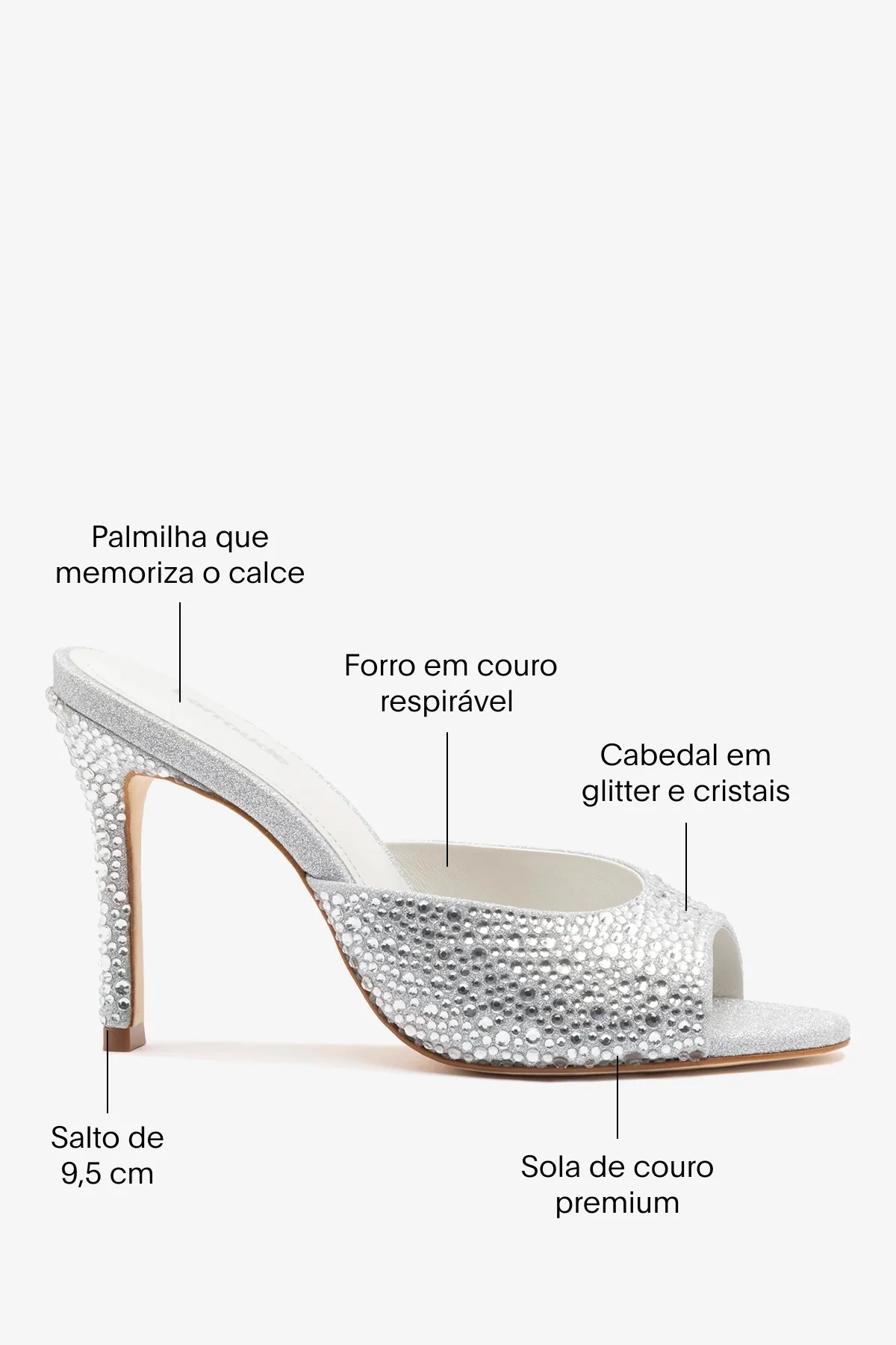 Mule Jasmine Hi Prateado e Cristais - Image 5