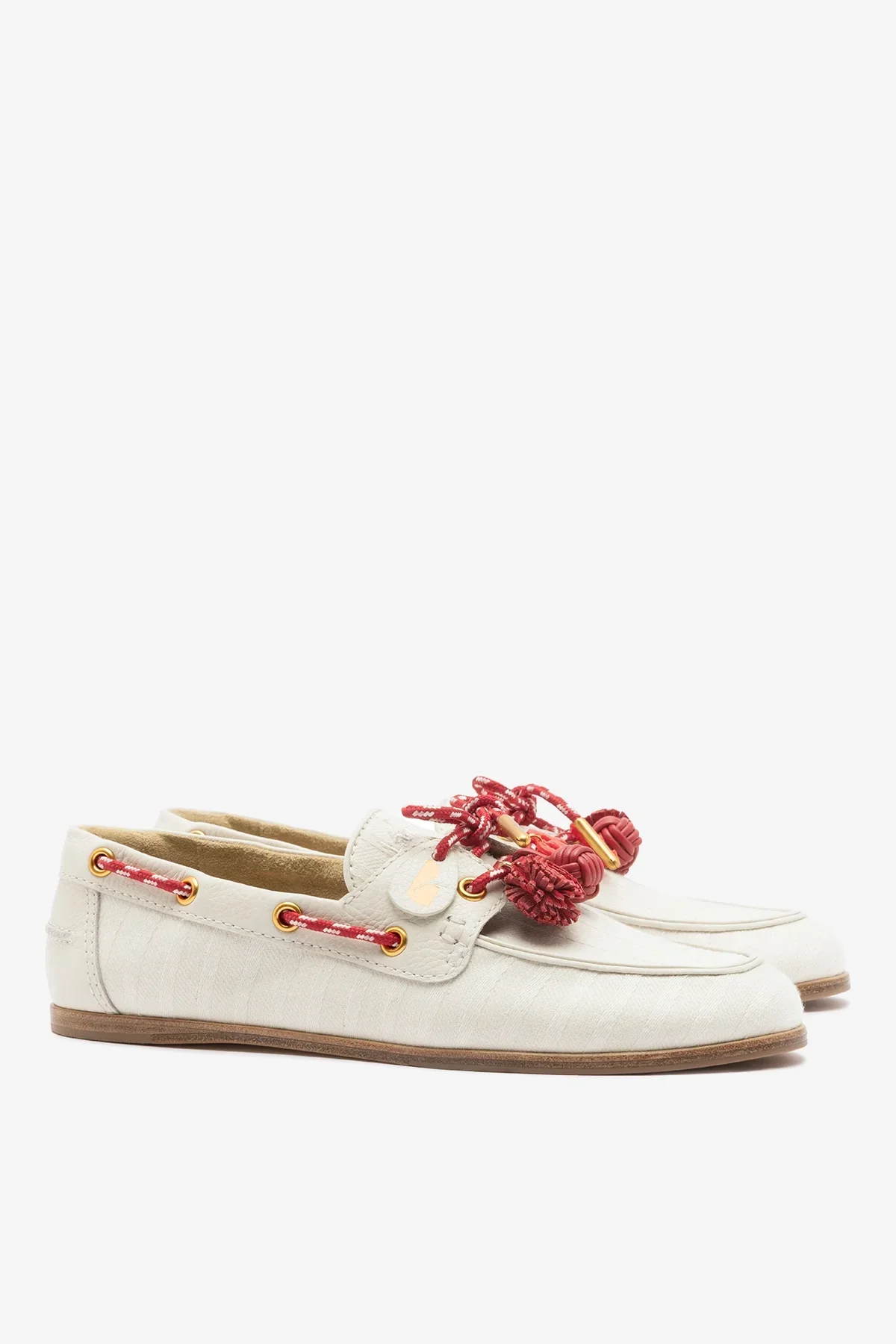 Mocassim Boat Shoe Cyprus Lona Listrada Off White - Image 3
