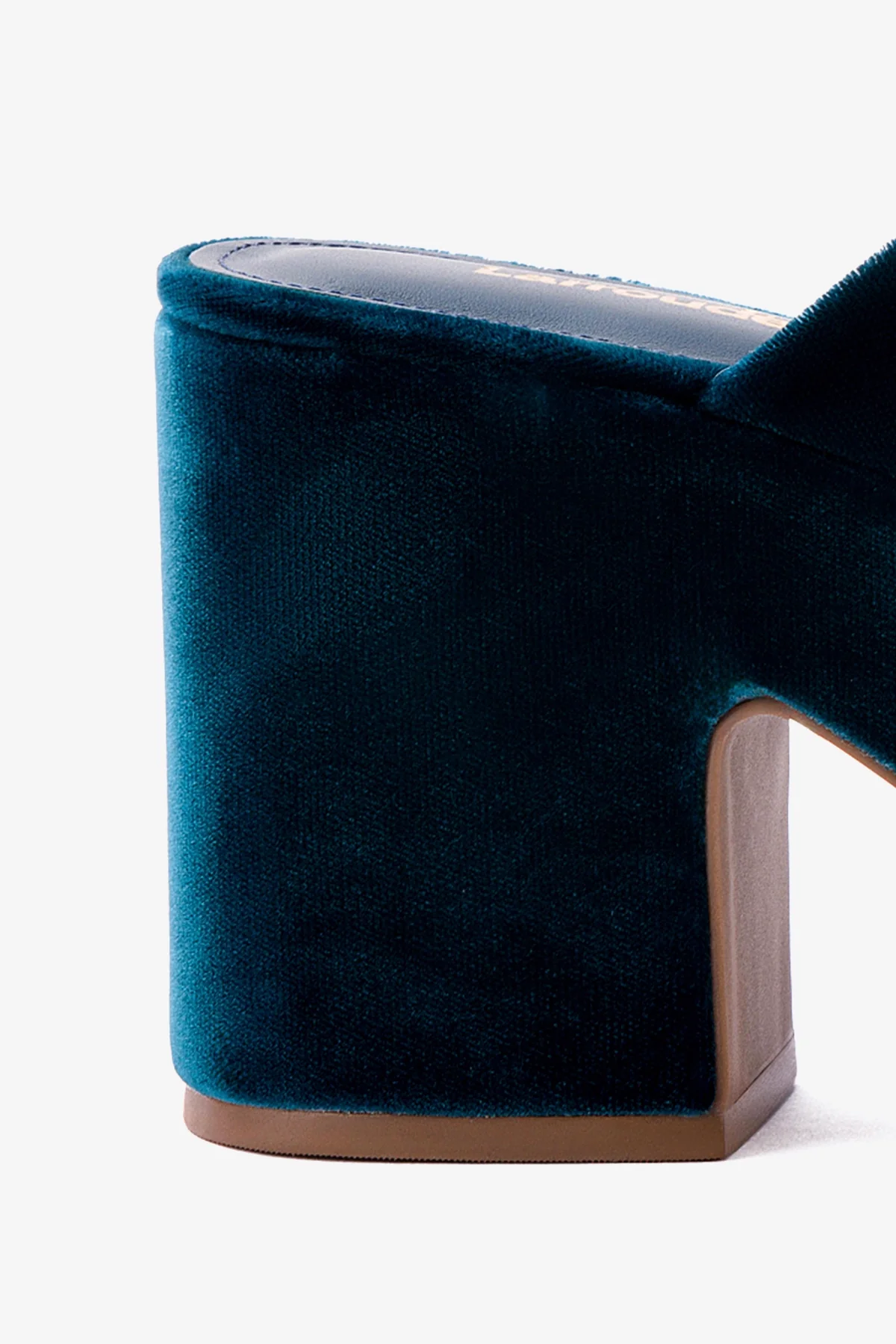 Mule Clog Plataforma Miso Veludo Azul - Image 4