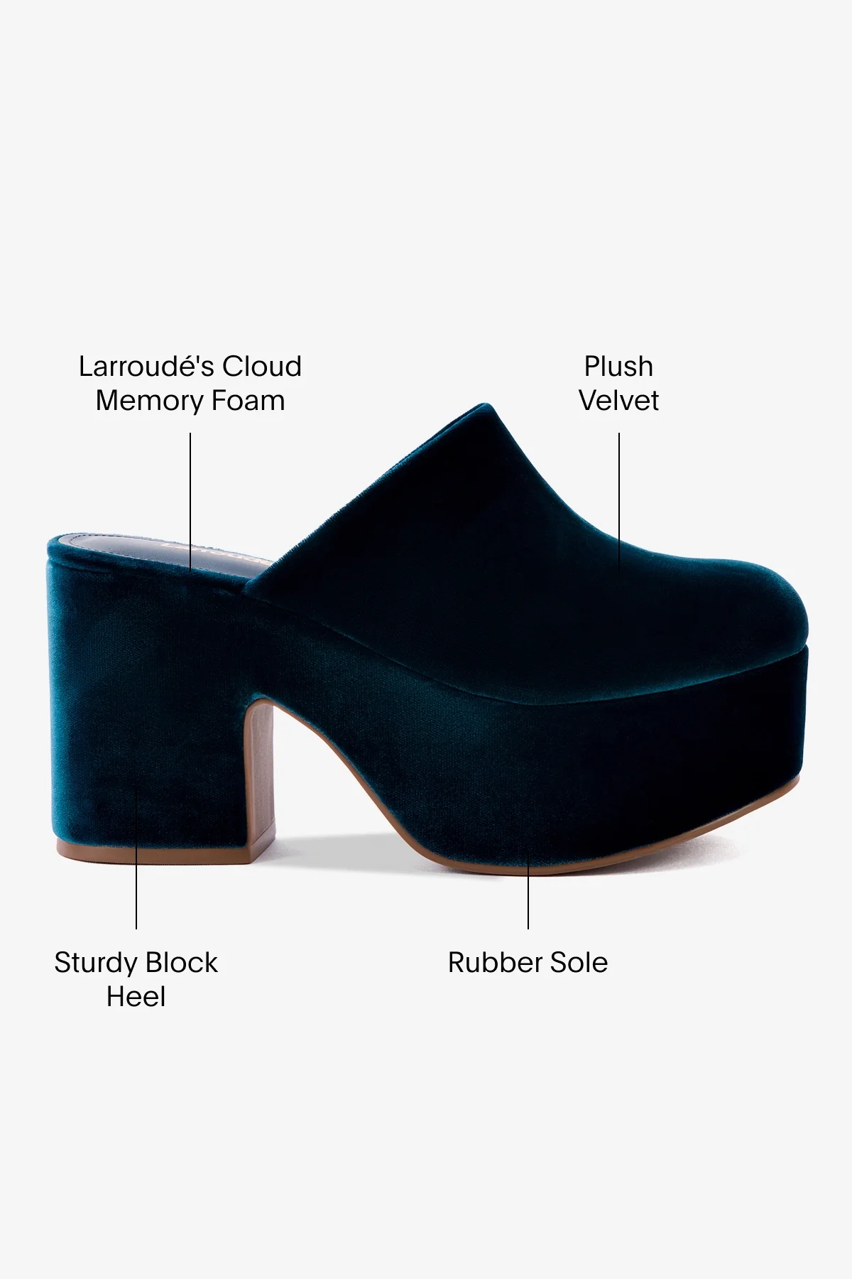Mule Clog Plataforma Miso Veludo Azul - Image 5