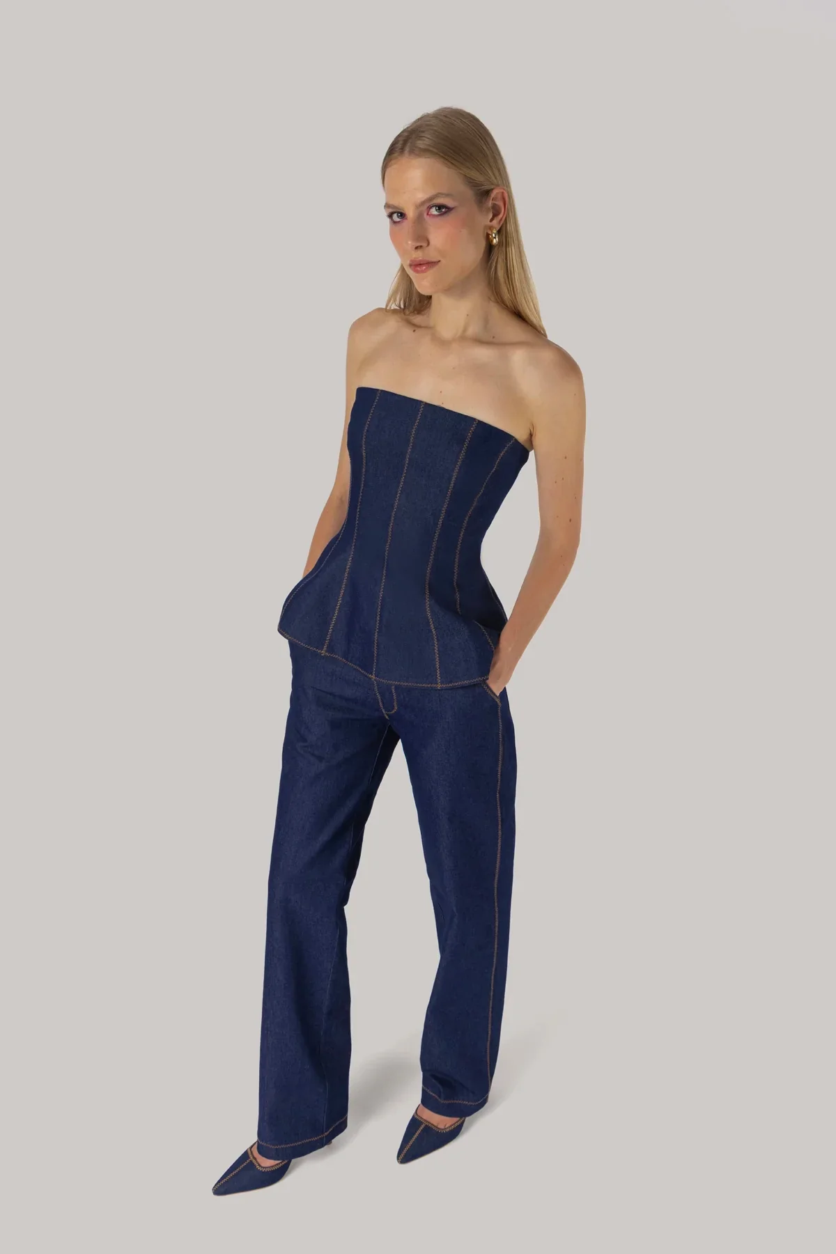 Blusa Bustiê Claire Jeans Azul - Image 2