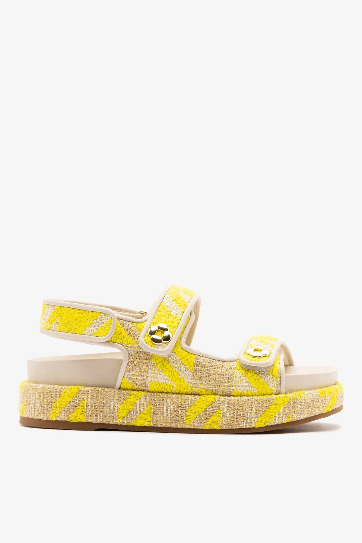Sandalia Jetty Malha Estampado Amarelo