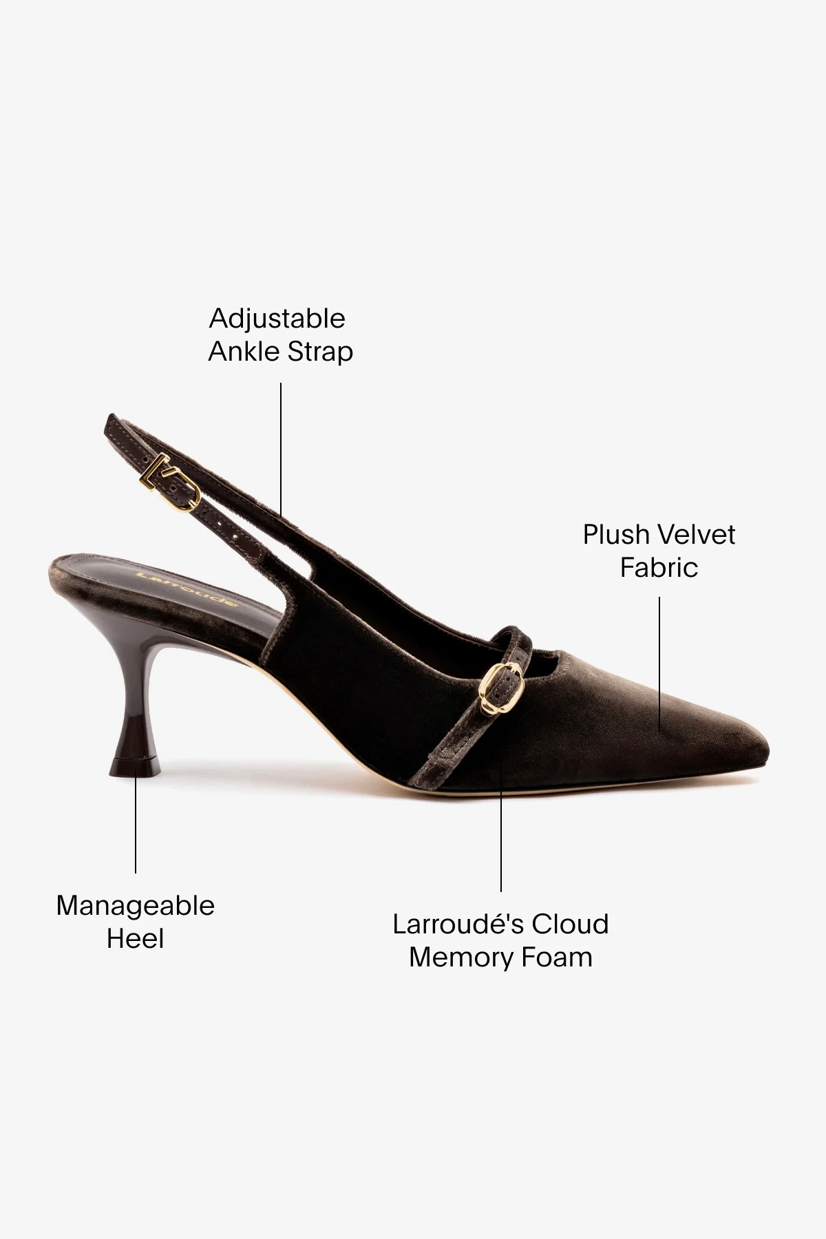 Slingback Ines Veludo Marrom - Image 5