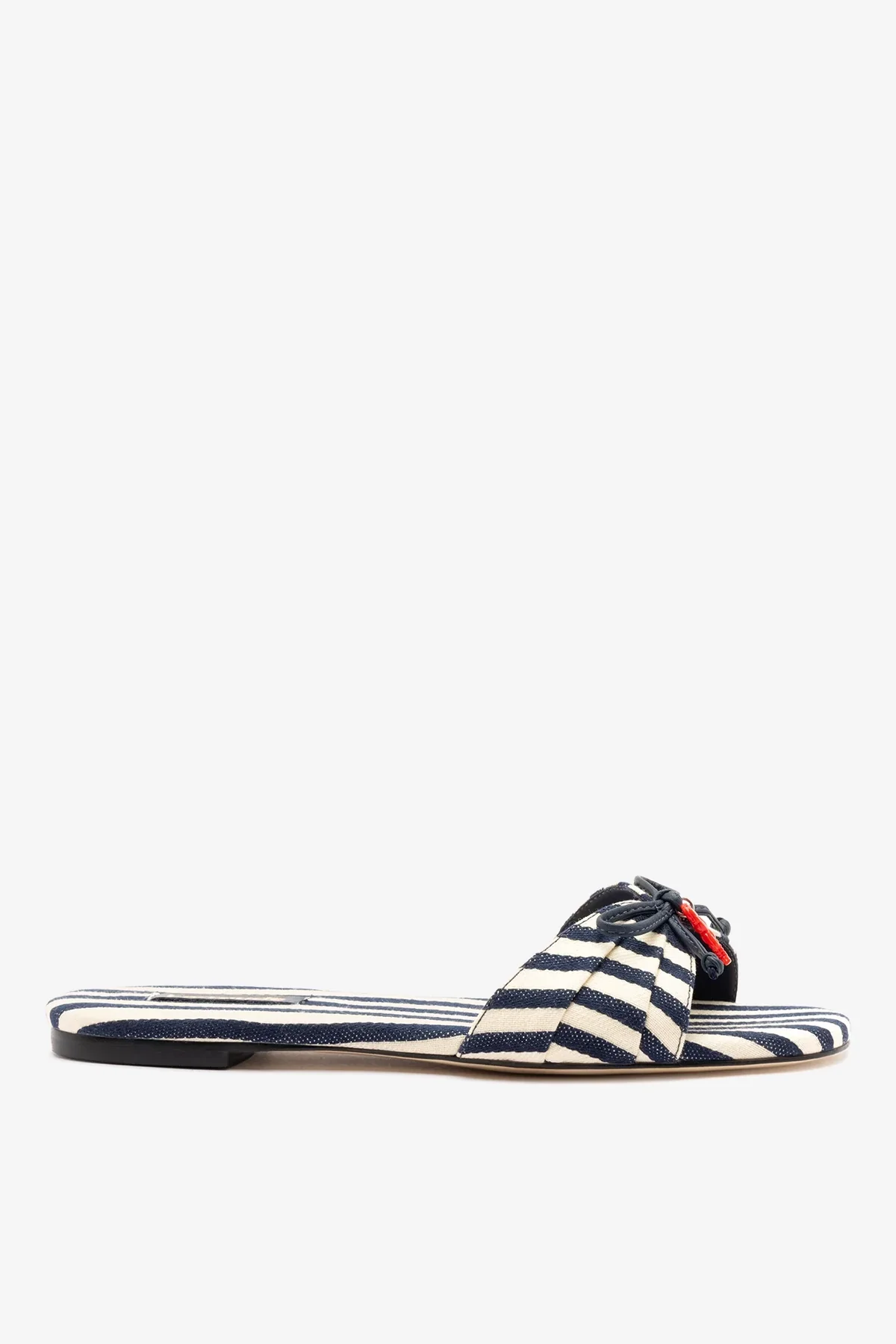 Flat Bardot Lona Listrado Azul