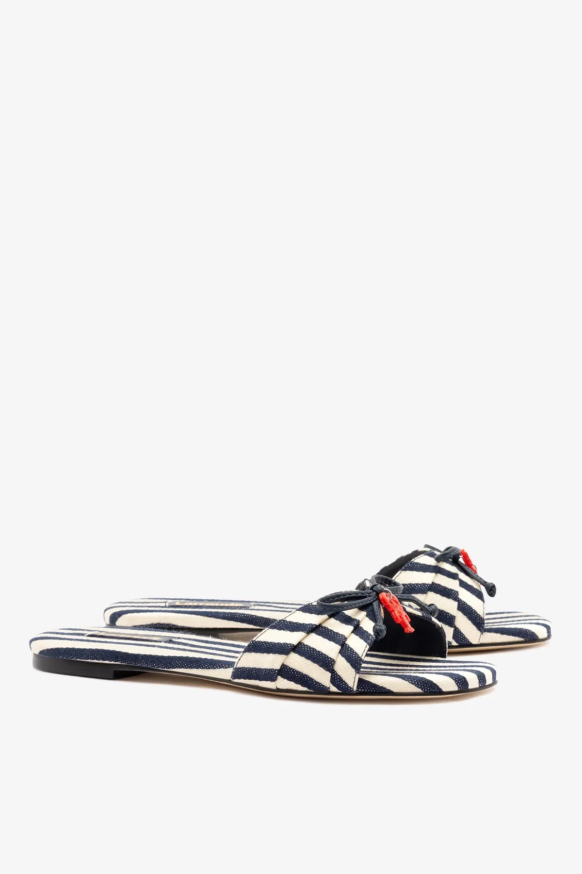 Flat Bardot Lona Listrado Azul - Image 2