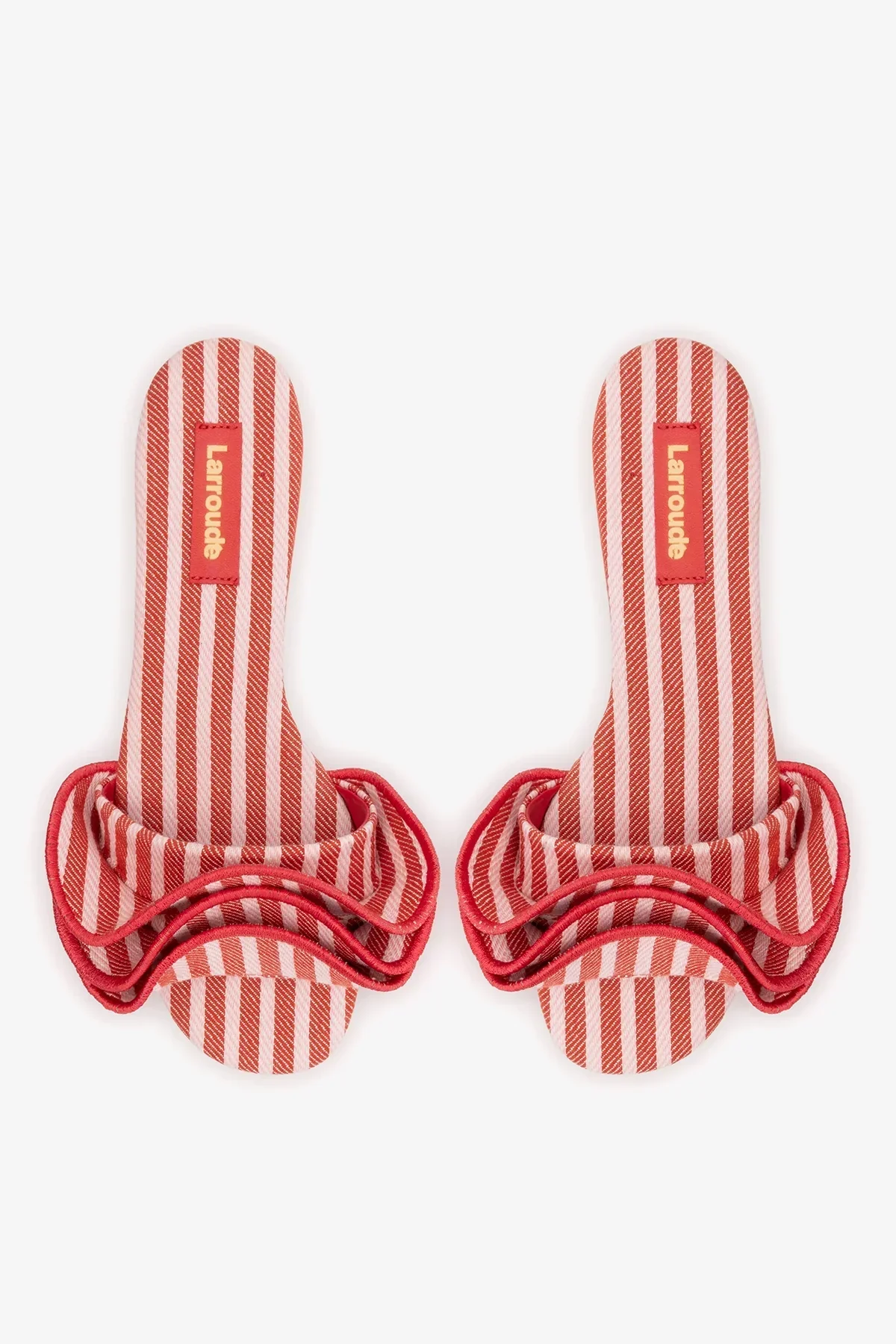 Flat Ivy Lona Listrado Vermelho e Babados - Image 6