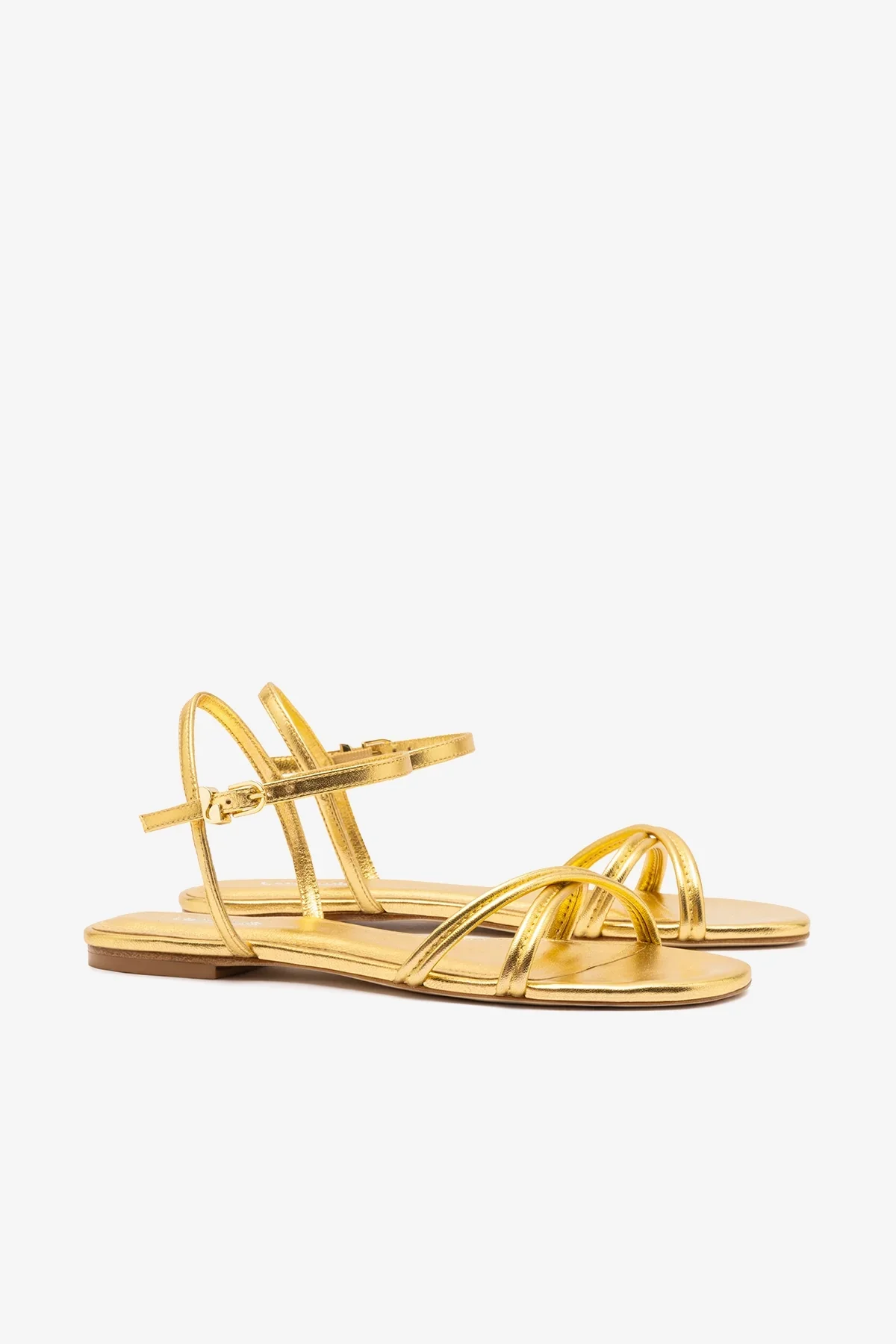 Sandália Flat Annie Couro Dourado - Image 3