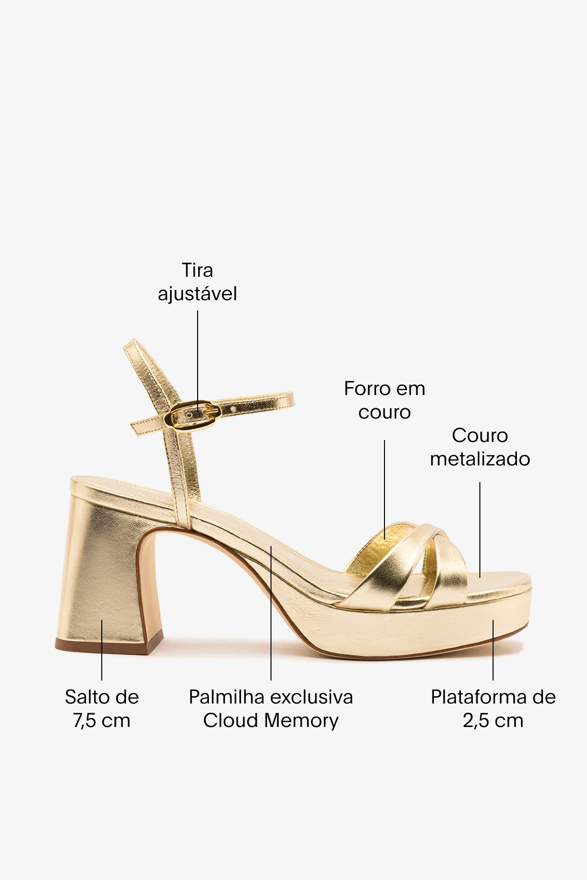 Sandália Plataforma Bianca Low Couro Dourado - Image 5