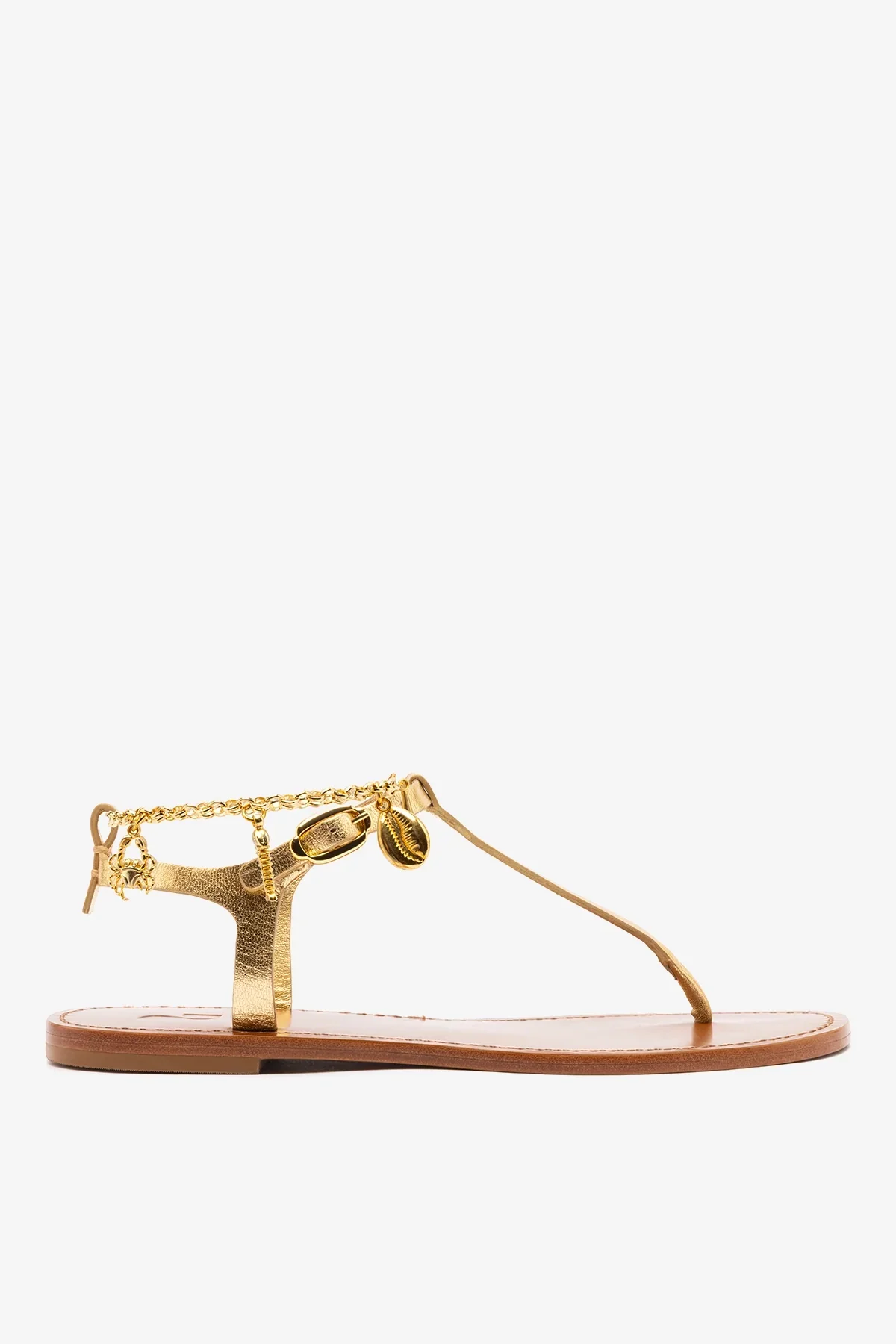 Sandália Flat Gipsy Couro Dourado