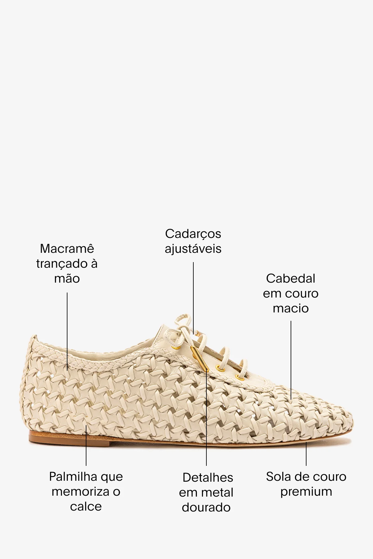 Tênis Liza Macramê Couro Off White - Image 5