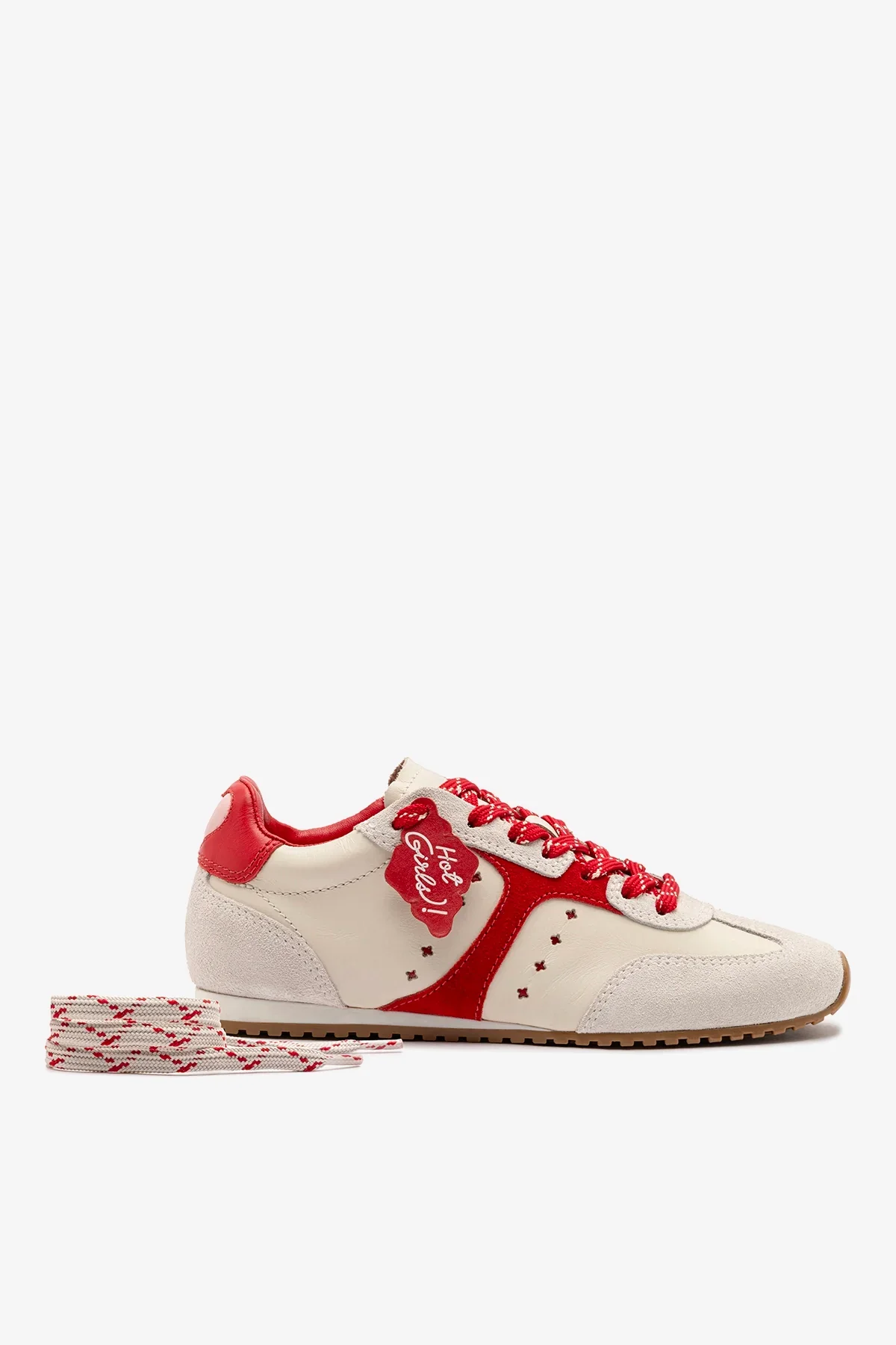 Tênis Stella Amore Couro Off White e Camurça Vermelho - Image 4