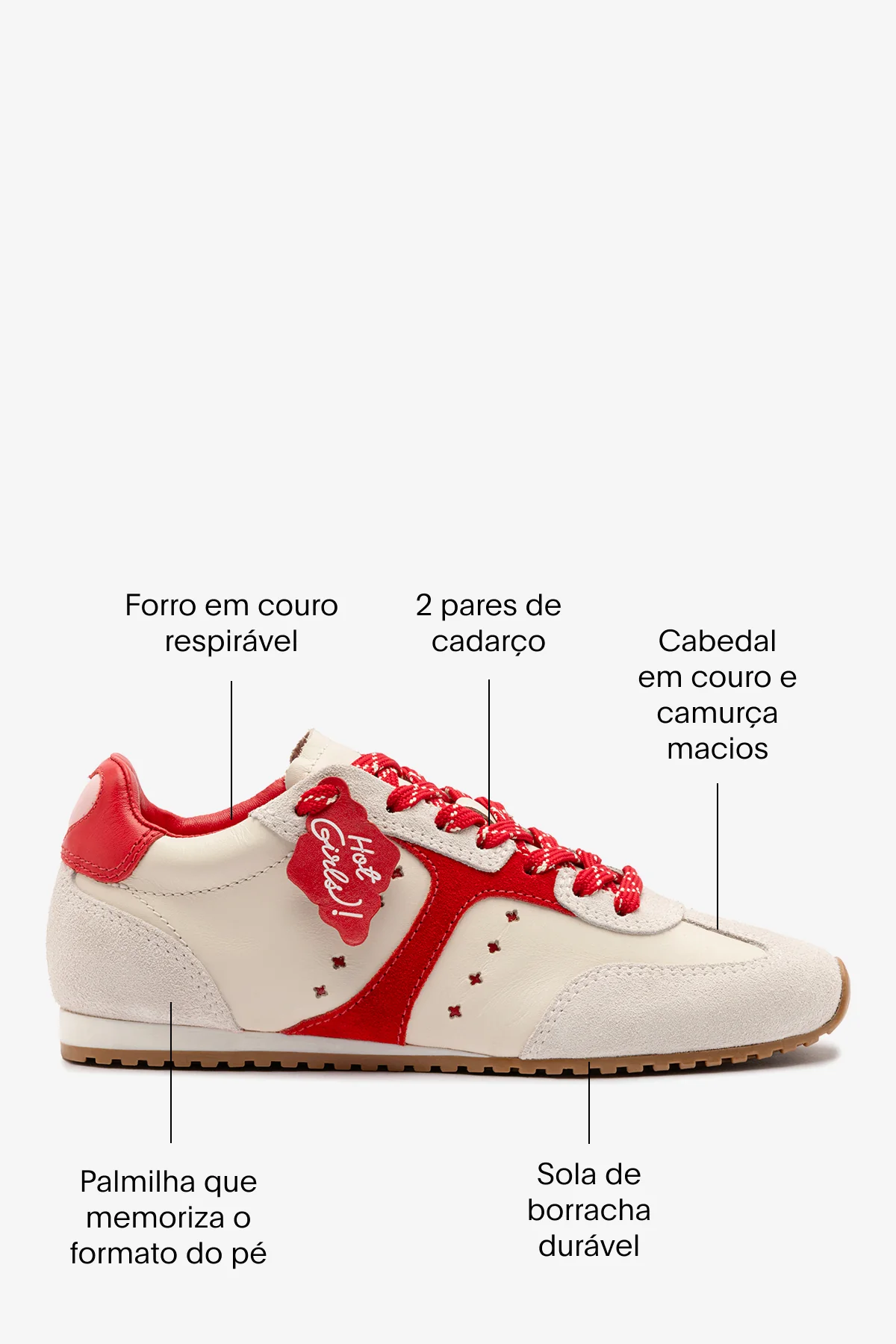 Tênis Stella Amore Couro Off White e Camurça Vermelho - Image 5