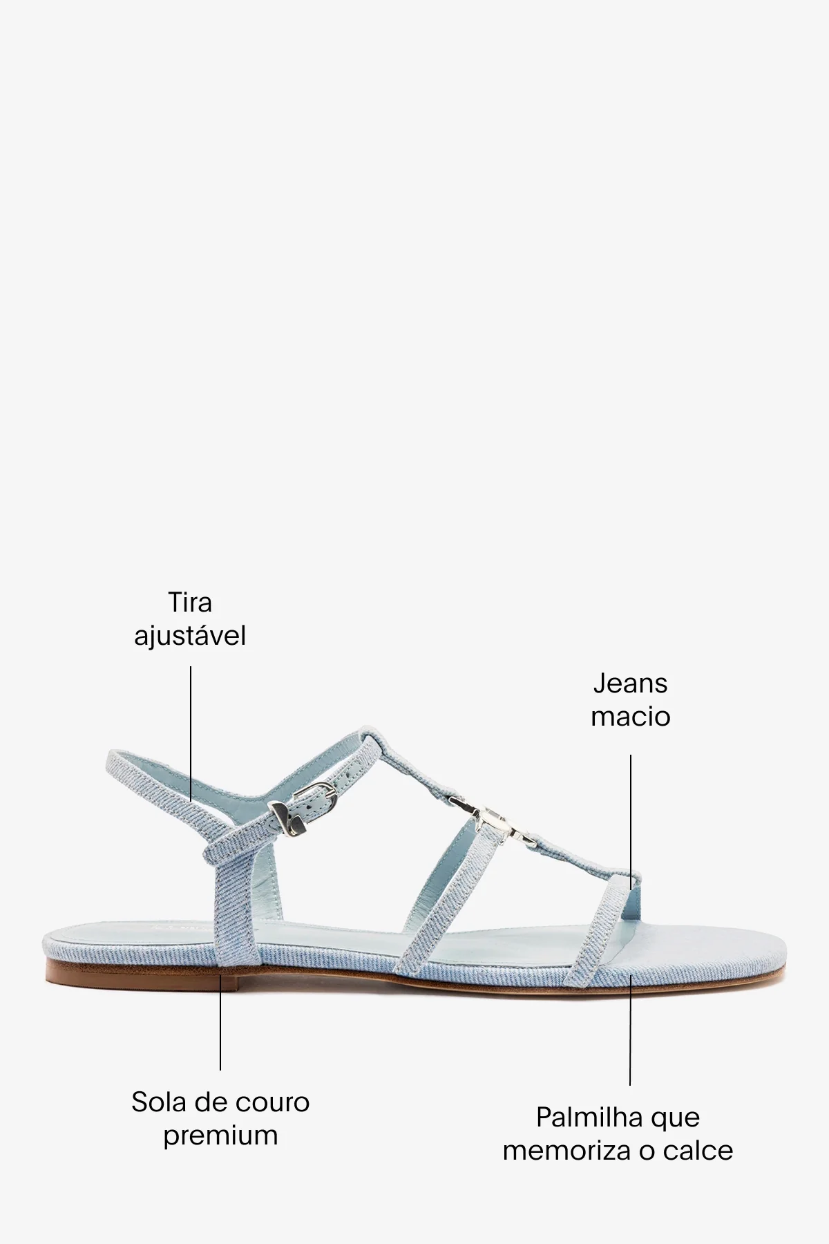 Sandália Flat Hana Jeans Azul - Image 5