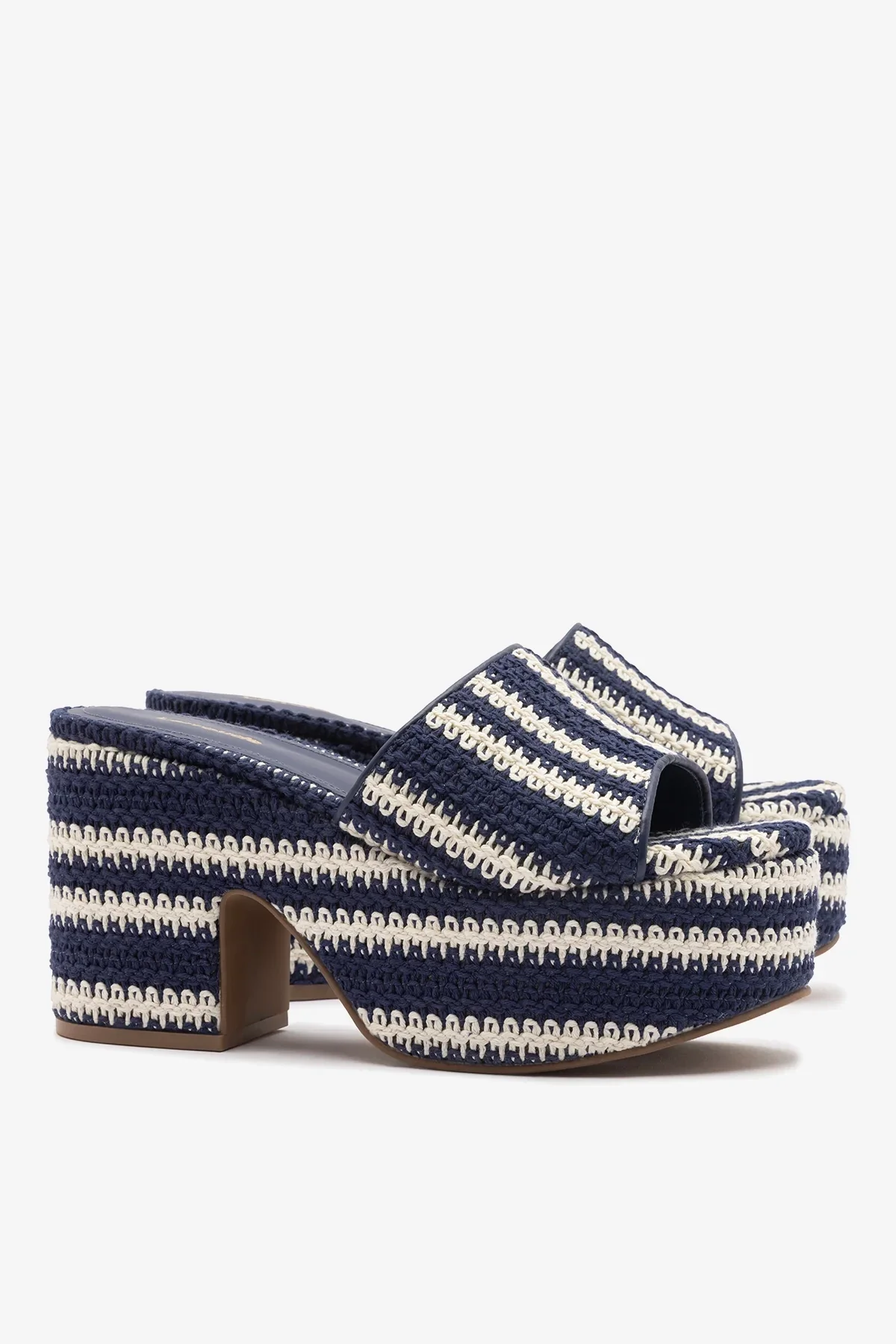 Mule Miso Crochê Listrado Azul - Image 3