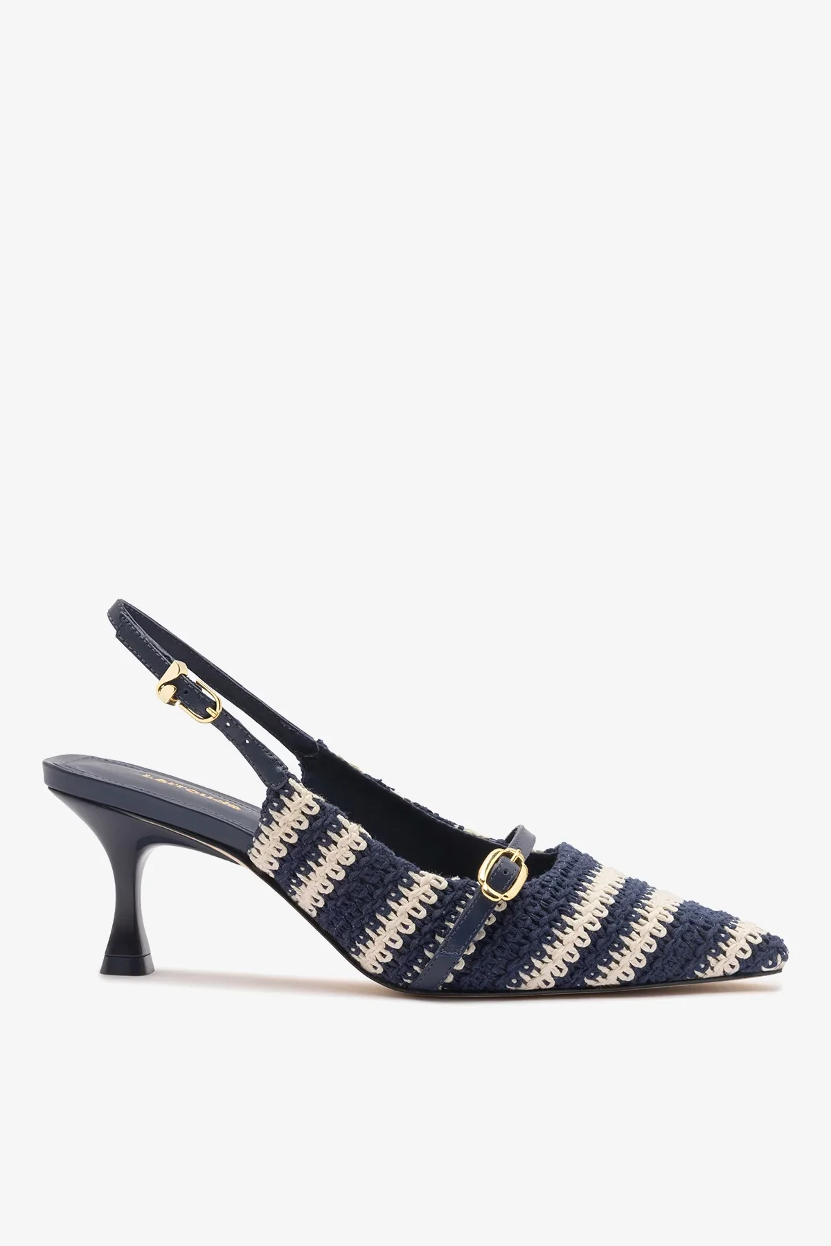 Slingback Ines Crochê Listrado Azul