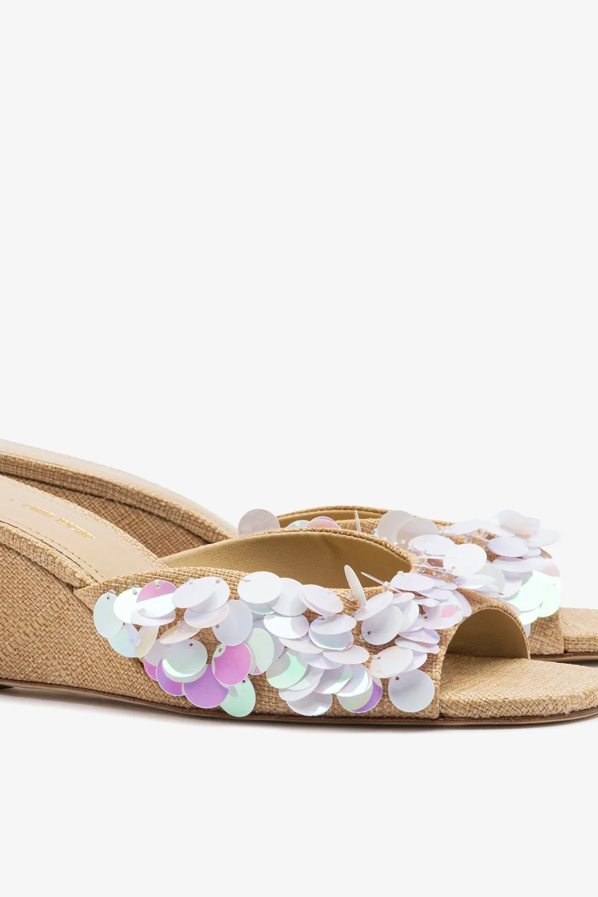 Larroudé x Ciao Lucia: Mule Anabela Madalena Ráfia Bege - Image 4