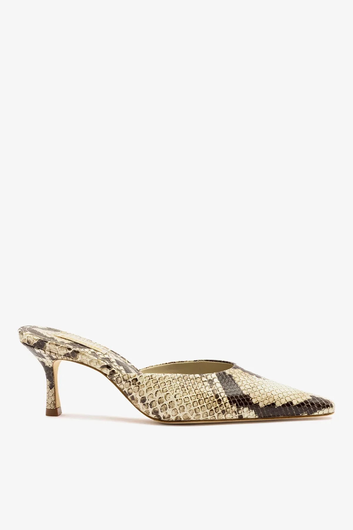 Mule Carine Couro Cobra Bege