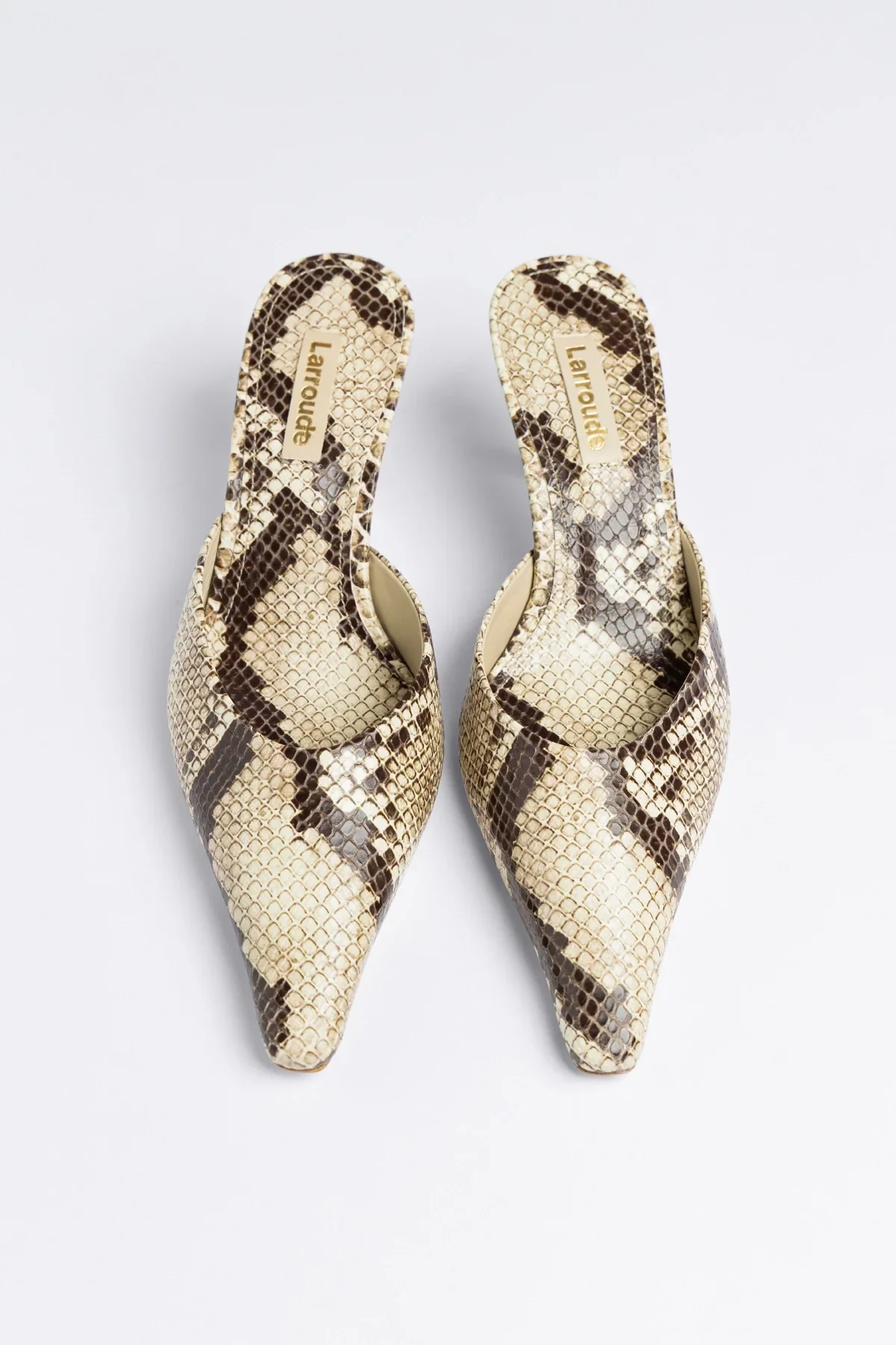 Mule Carine Couro Cobra Bege - Image 3
