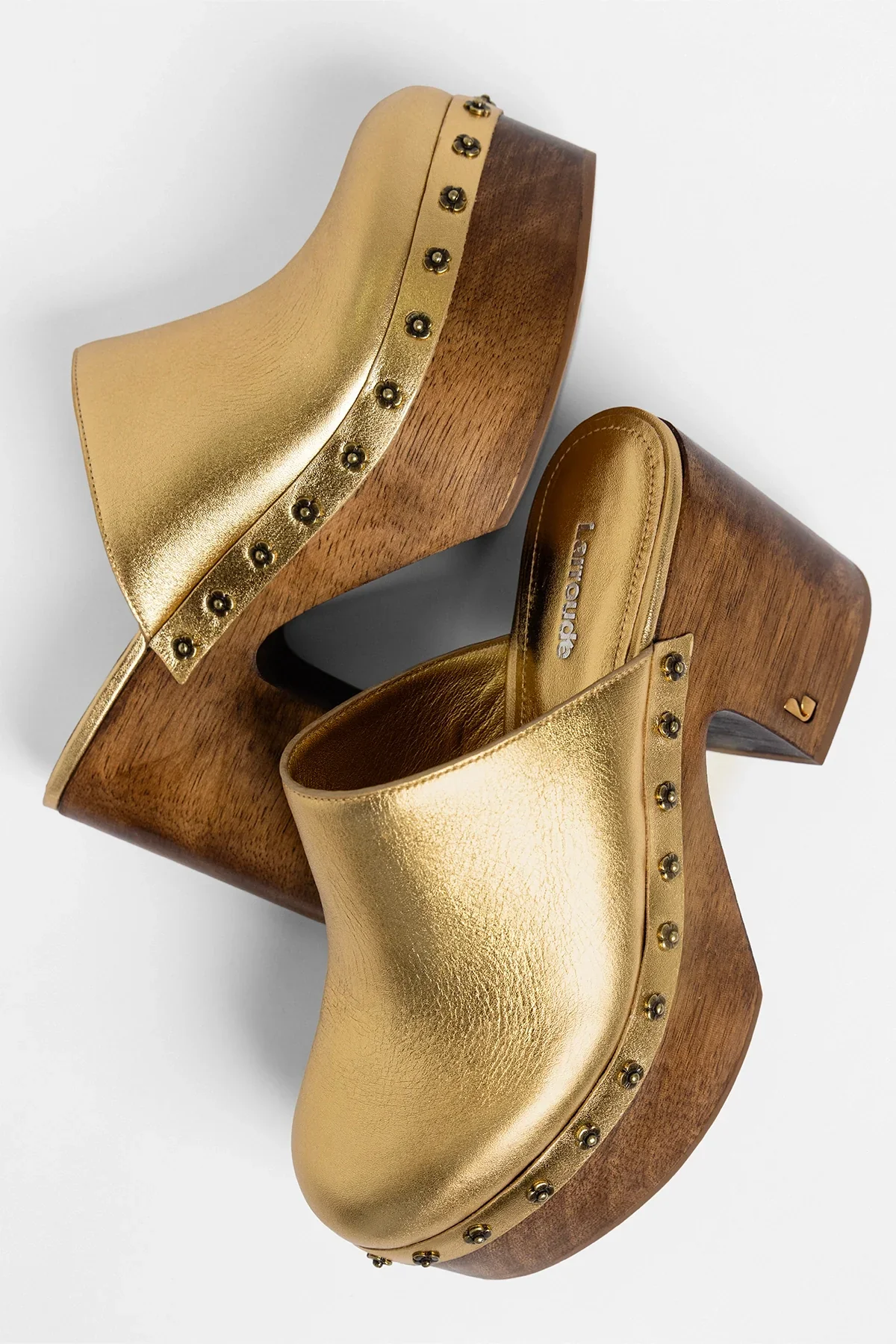 Mule Clog Plataforma Miso Couro Dourado - Image 3