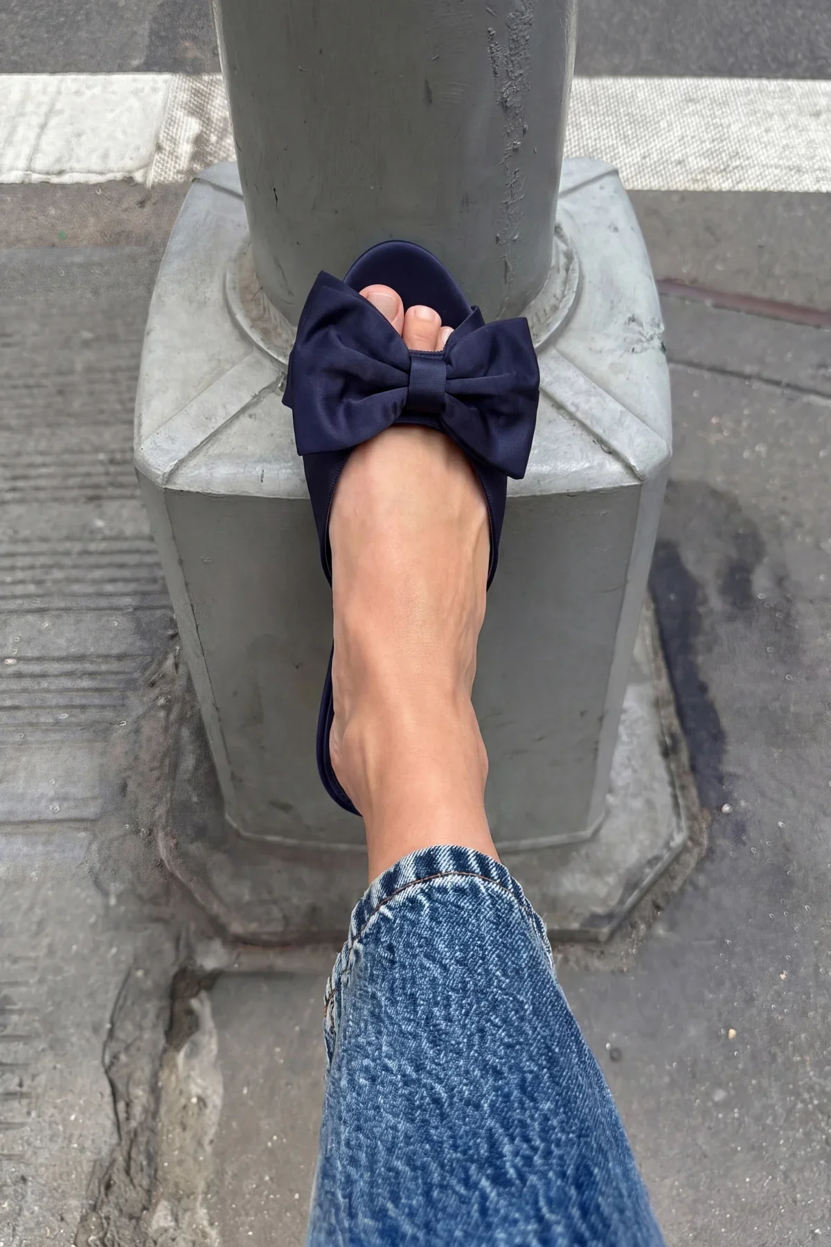 Mule Peep Toe Elle Seda Azul - Image 2