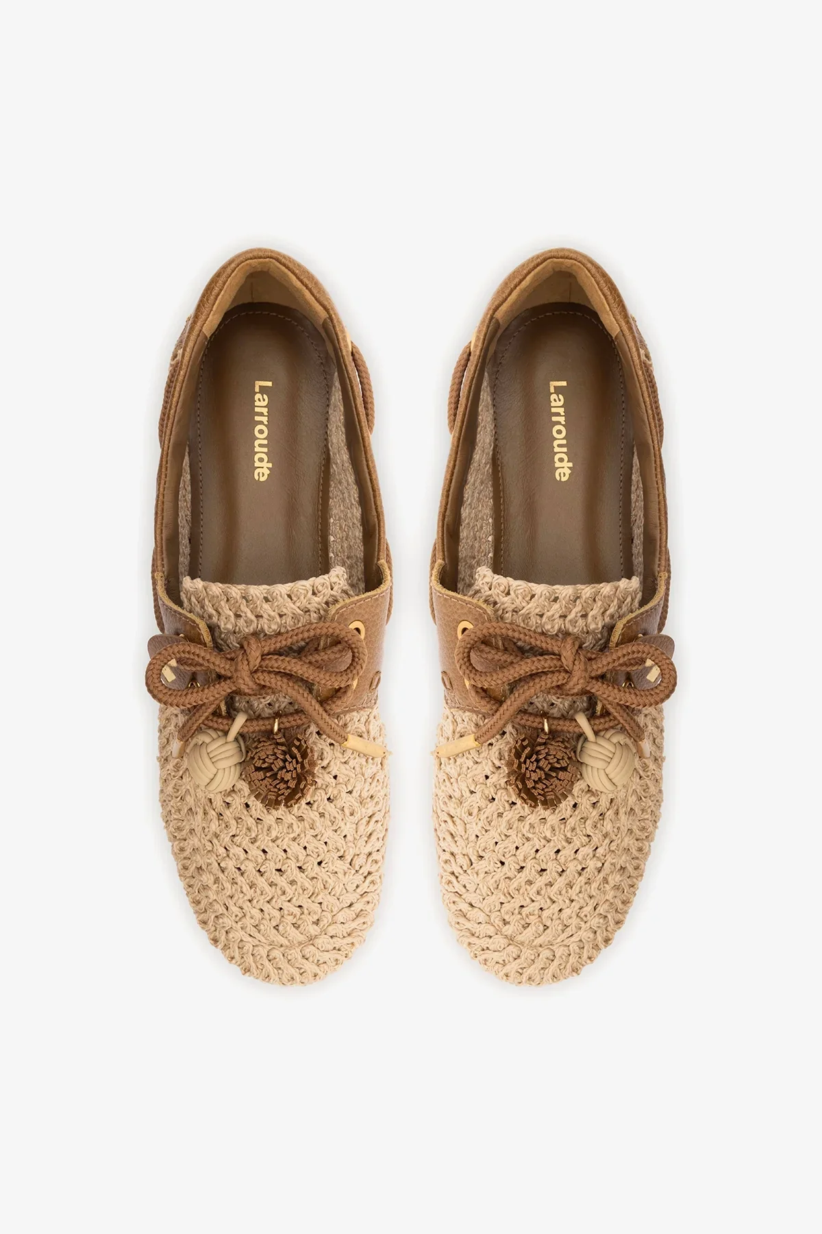 Mocassim Boat Shoe Cyprus Crochê Natural e Couro Marrom - Image 7