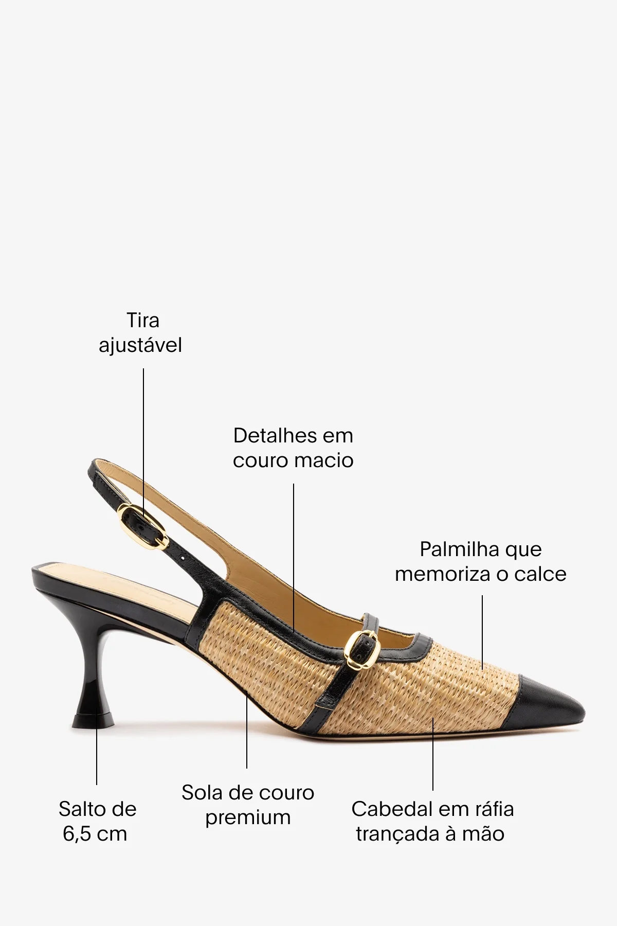 Slingback Ines Ráfia Natural e Couro Preto - Image 5