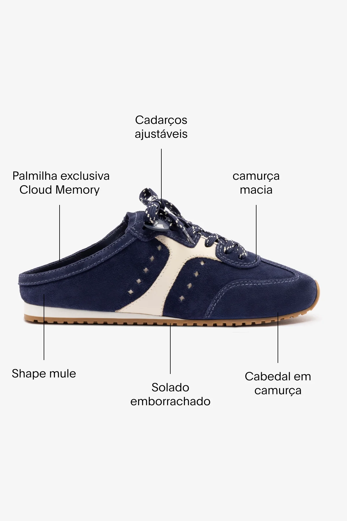 Mule Stella Camurça Azul e Couro Off White - Image 5