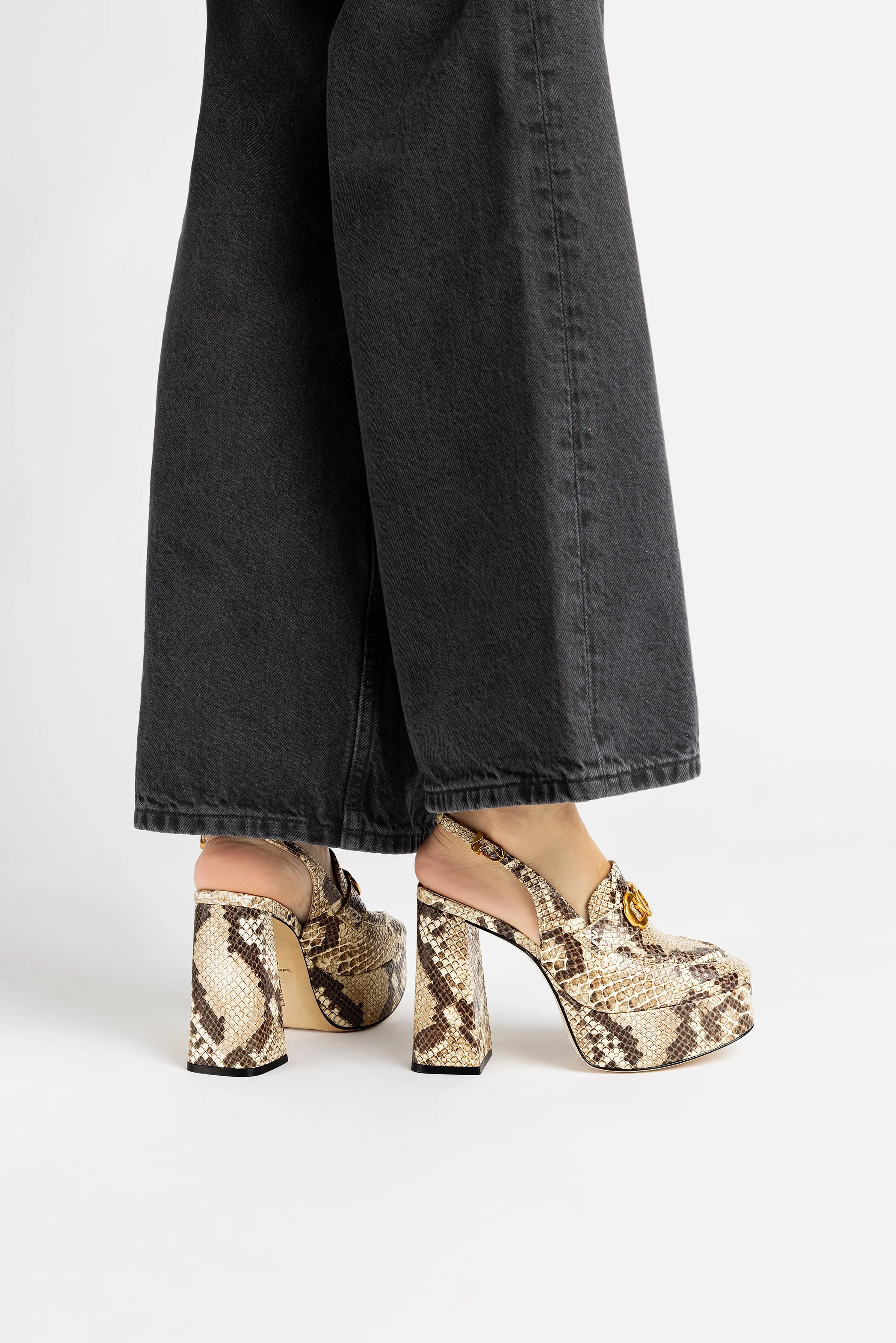 Slingback Plataforma Harrington Hi Couro Cobra Bege - Image 2
