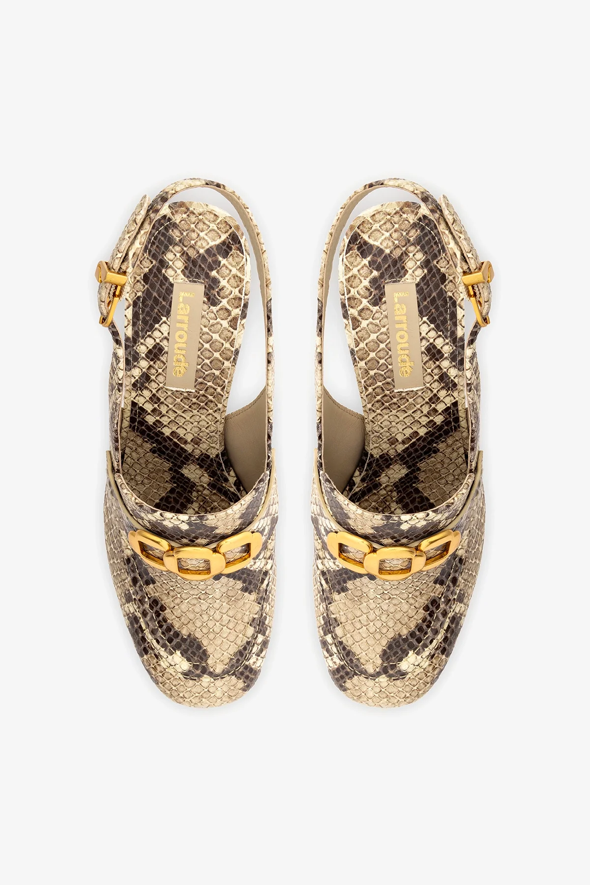 Slingback Plataforma Harrington Hi Couro Cobra Bege - Image 7