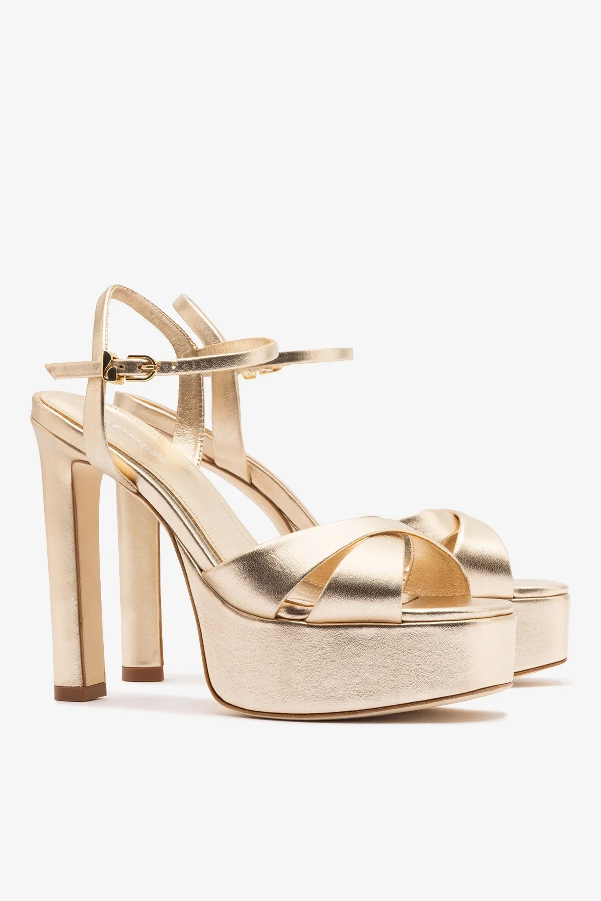 Sandália Plataforma Bianca High Couro Dourado - Image 3