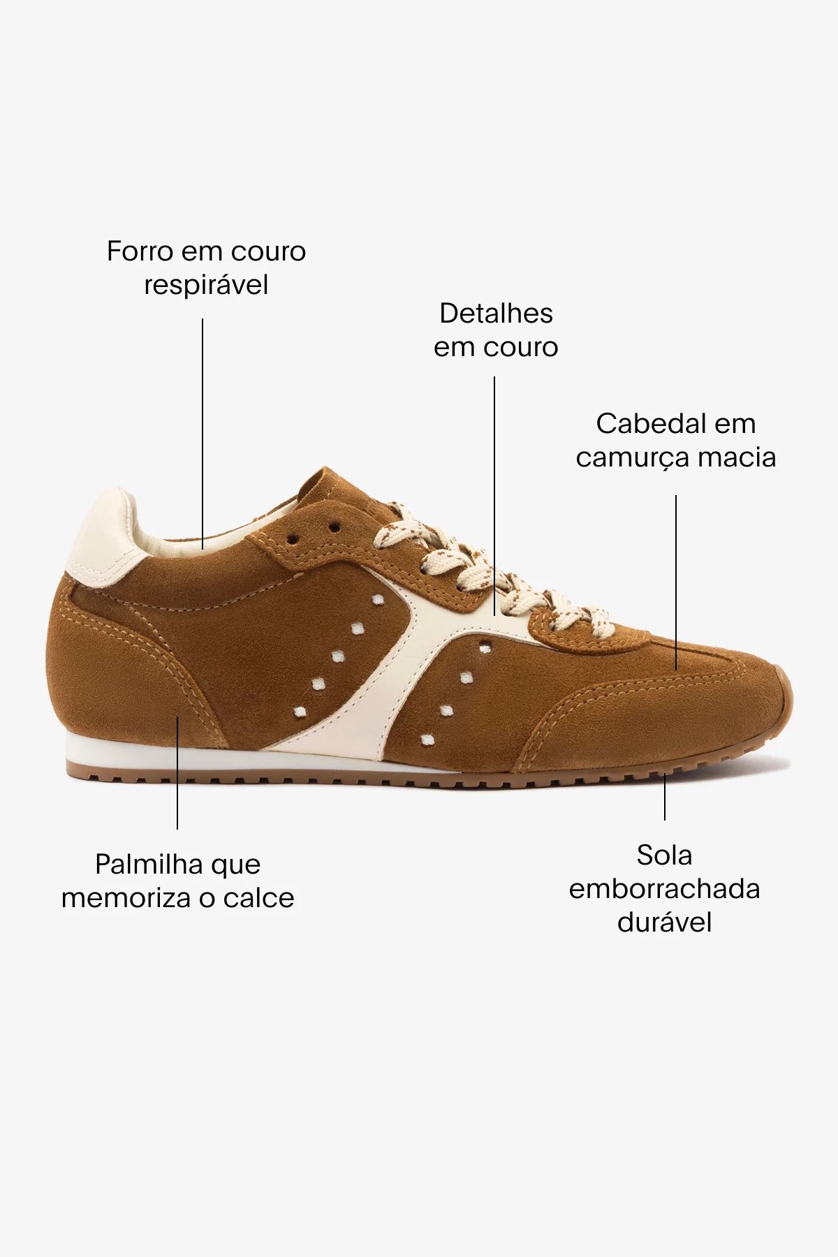 Tênis Stella Camurça Marrom e Couro Off White - Image 6