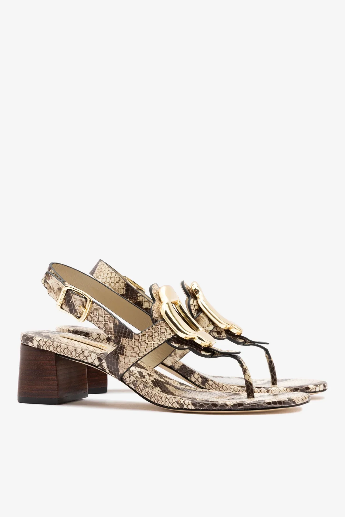 Sandália Margherita Couro Cobra Bege - Image 3