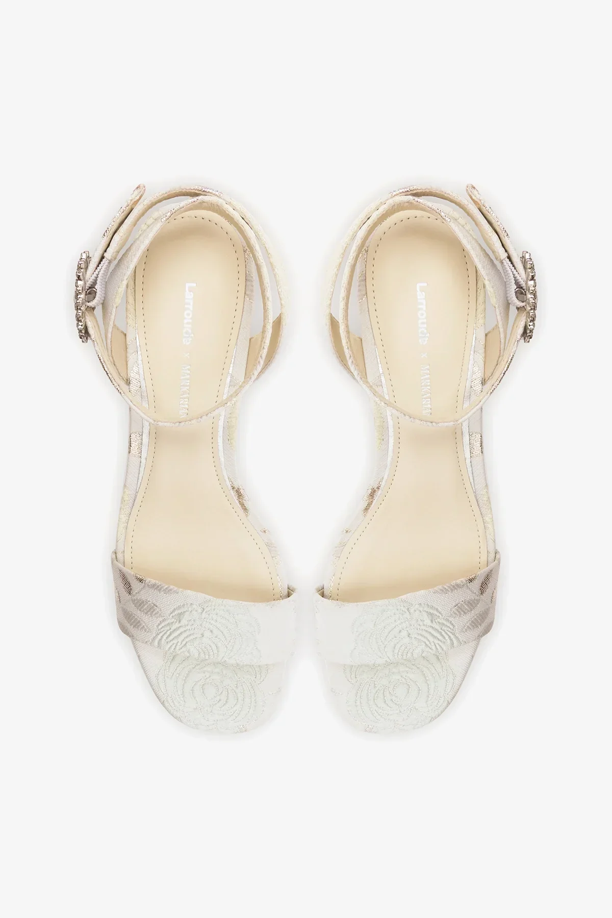 Larroudé x Markarian: Sandália Plataforma Dolly Low Brocado Off White - Image 7