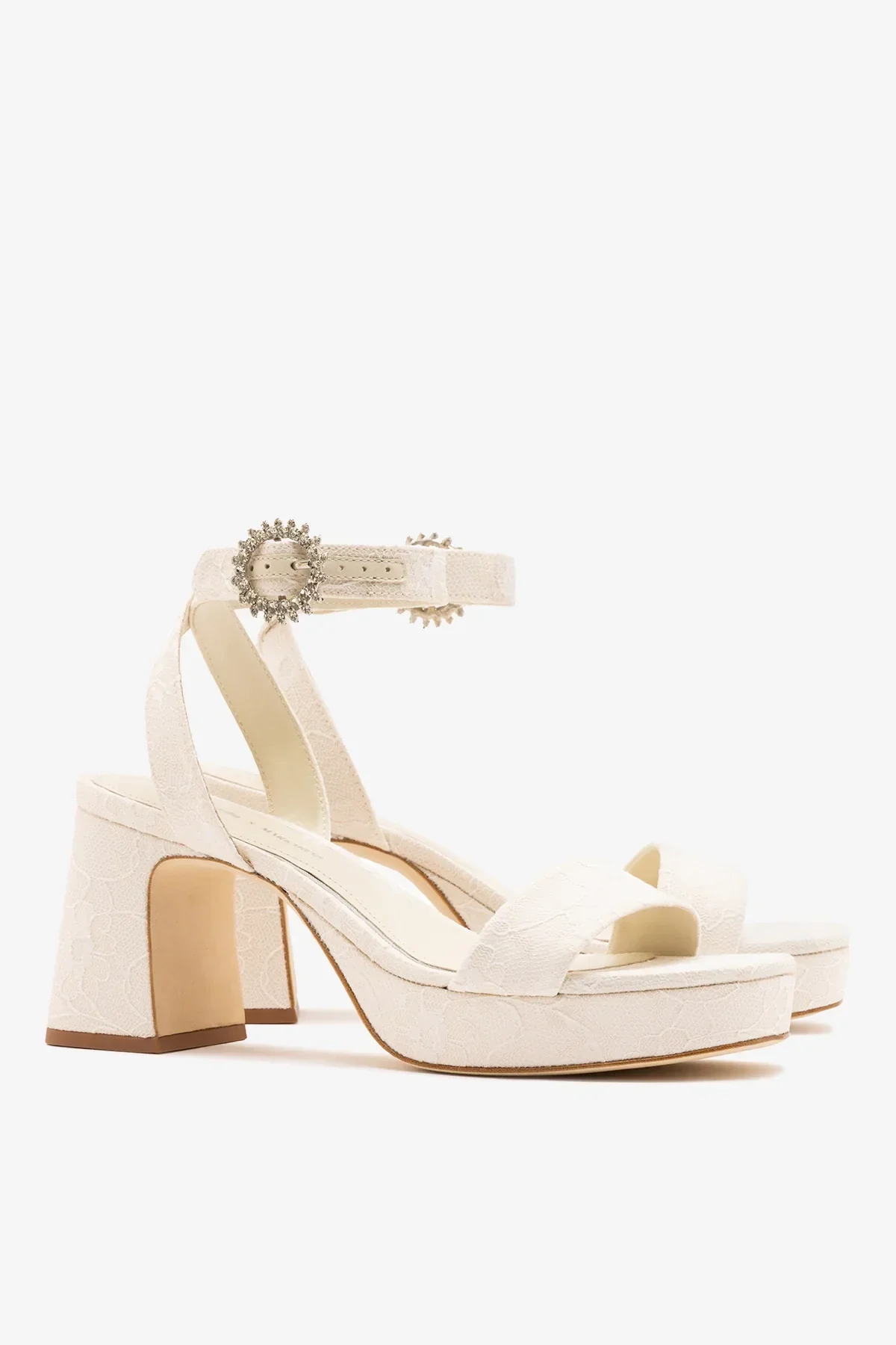 Larroudé x Markarian: Sandália Plataforma Dolly Low Renda Branco - Image 3