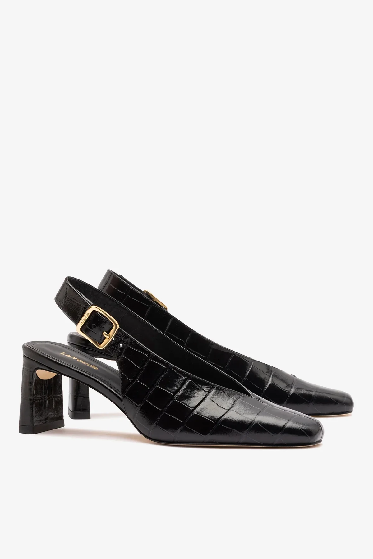 Slingback Katie Couro Croco Preto - Image 3