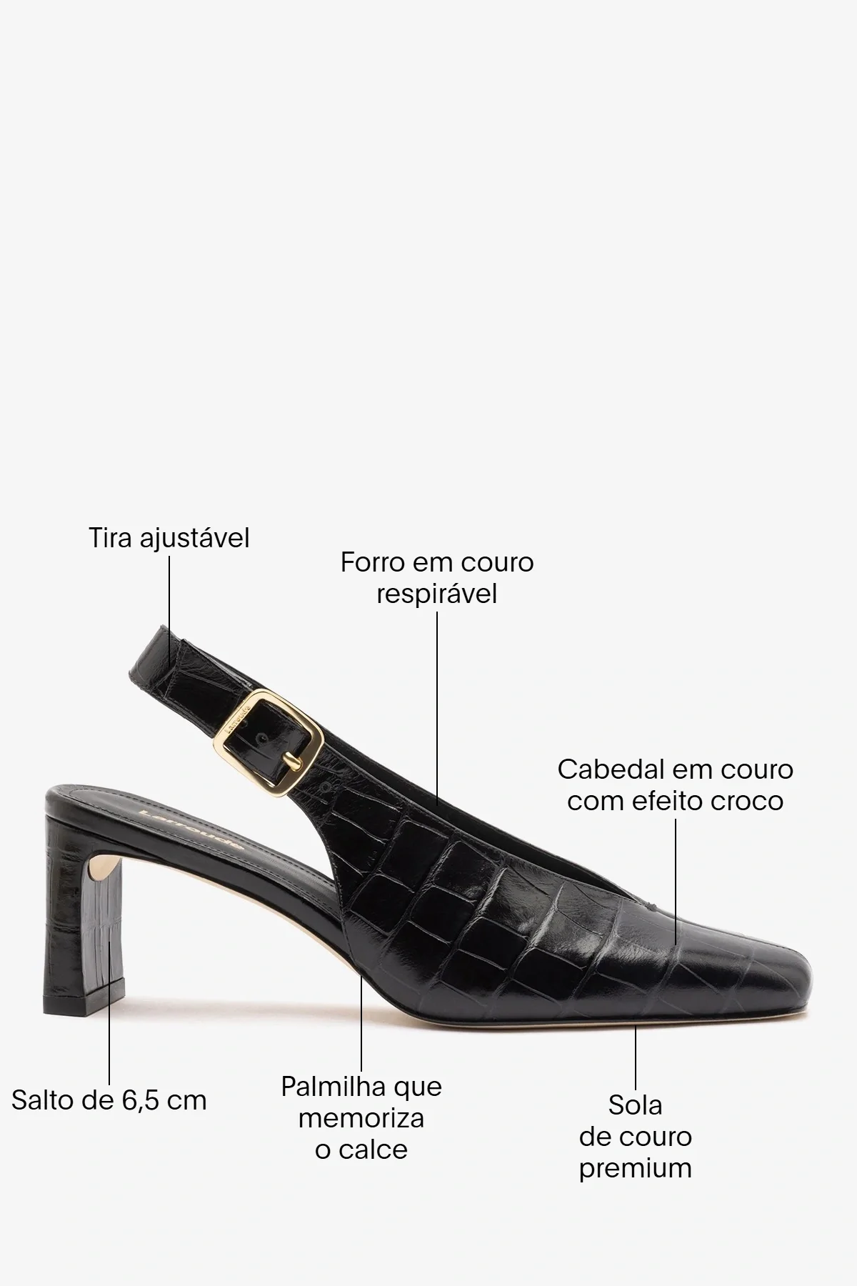 Slingback Katie Couro Croco Preto - Image 4