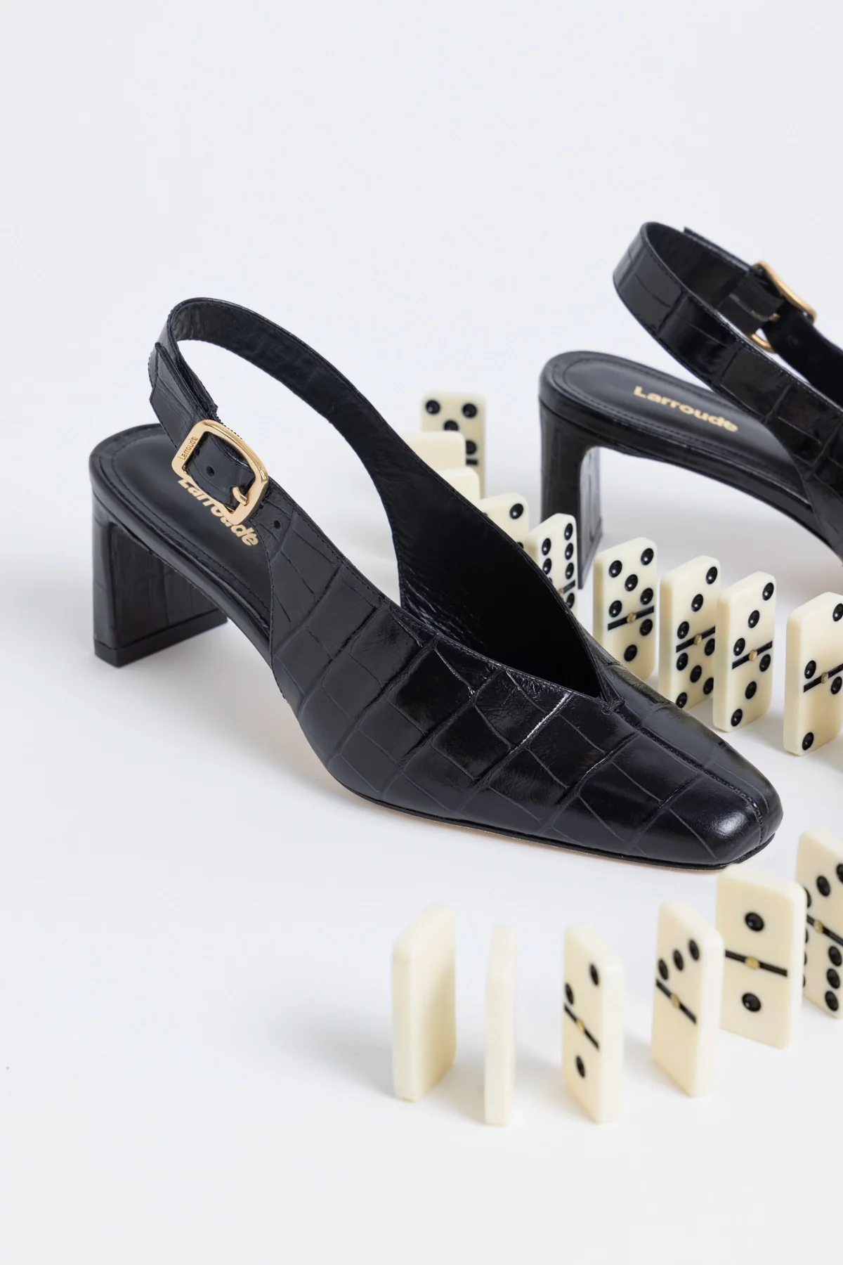 Slingback Katie Couro Croco Preto - Image 5