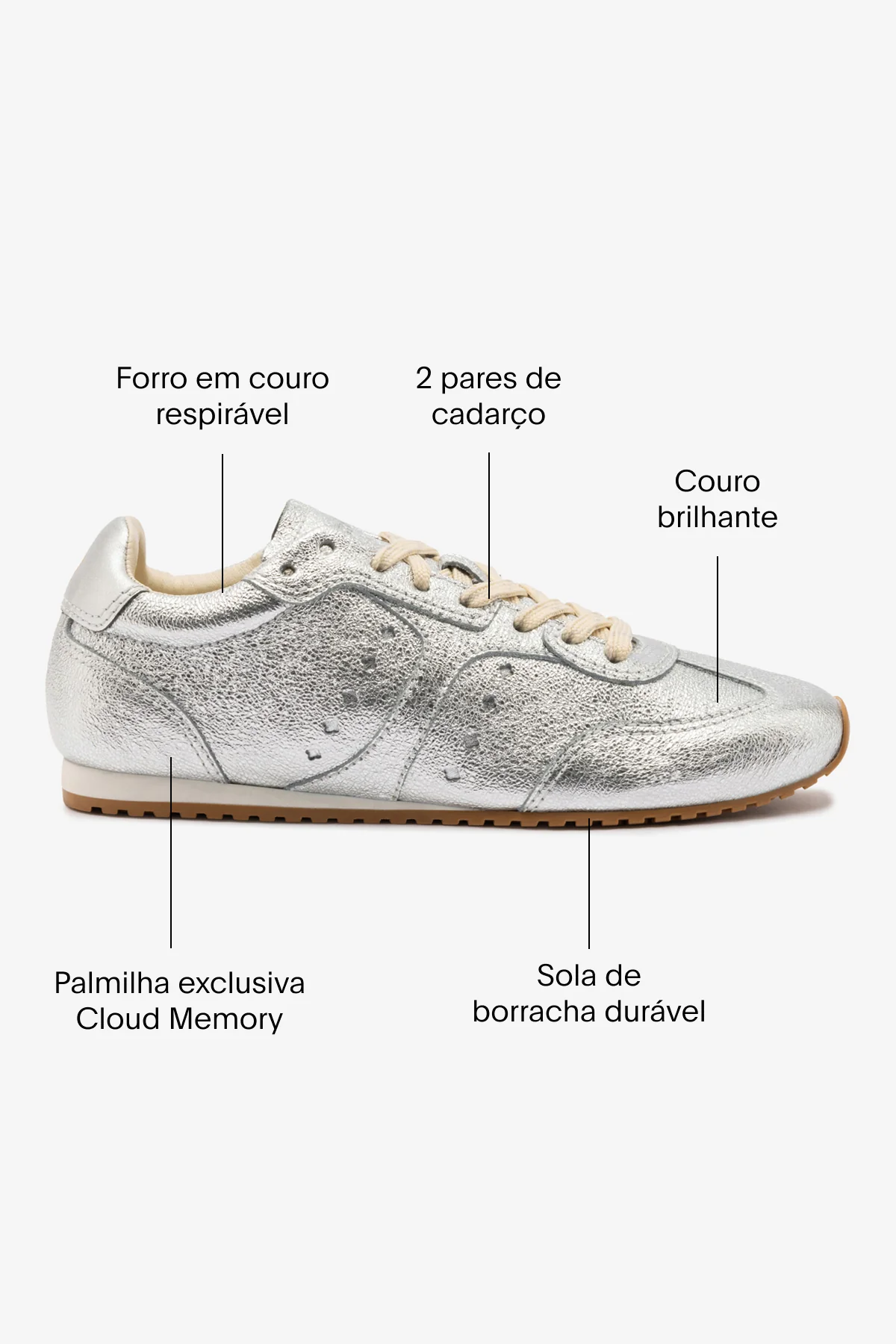 Tênis Stella Couro Prateado - Image 6