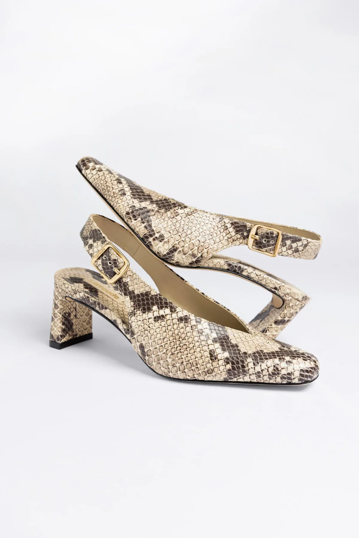 Slingback Katie Couro Cobra Bege - Image 3