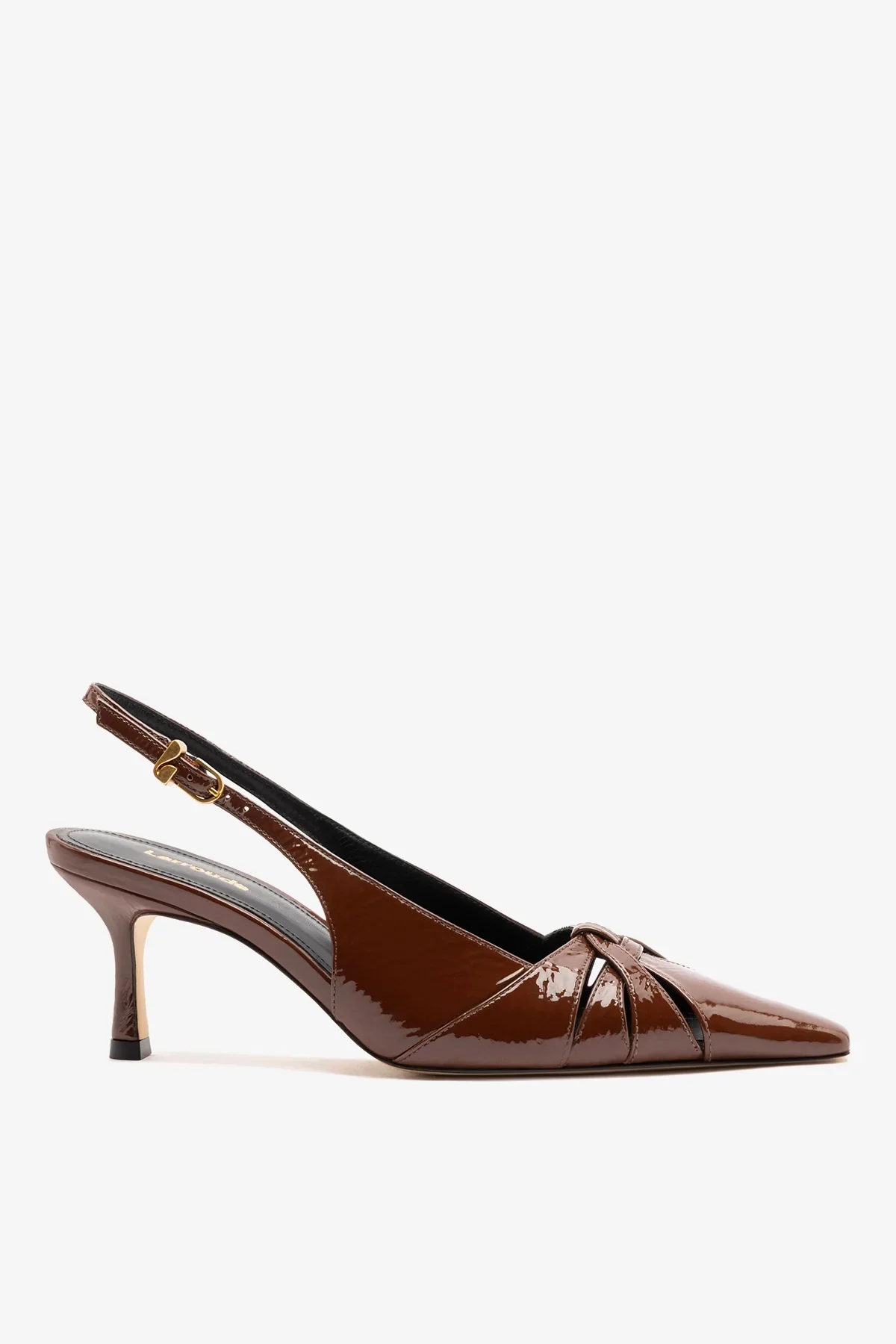 Slingback Kirstin Couro Verniz Marrom