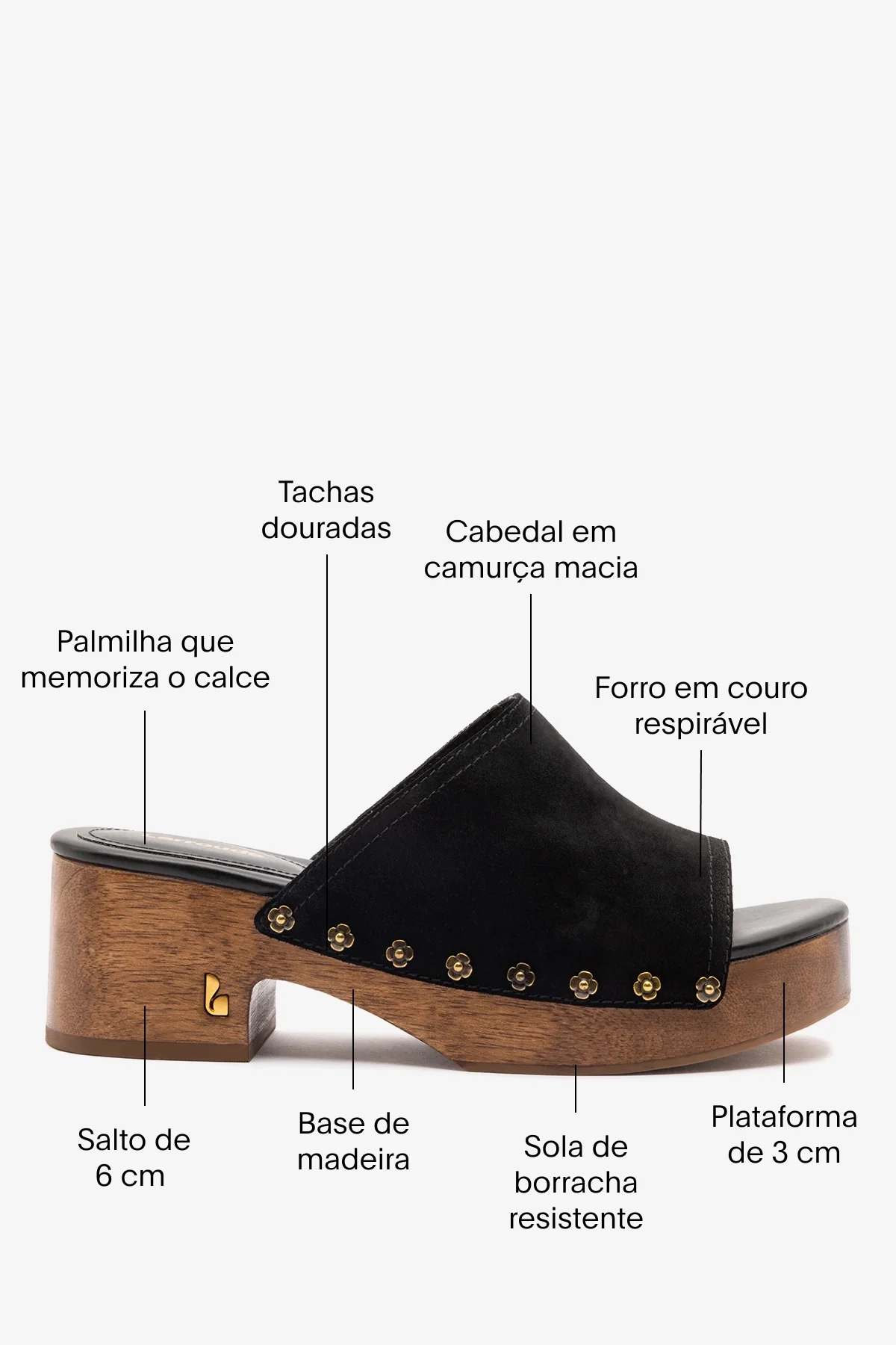 Mule Plataforma Willow Camurça Preto - Image 5