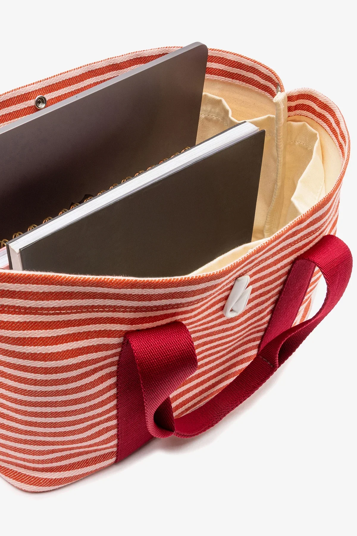Bolsa Tote Bag Americana Lona Listrada Rosa, Vermelho e Bordô - Image 6
