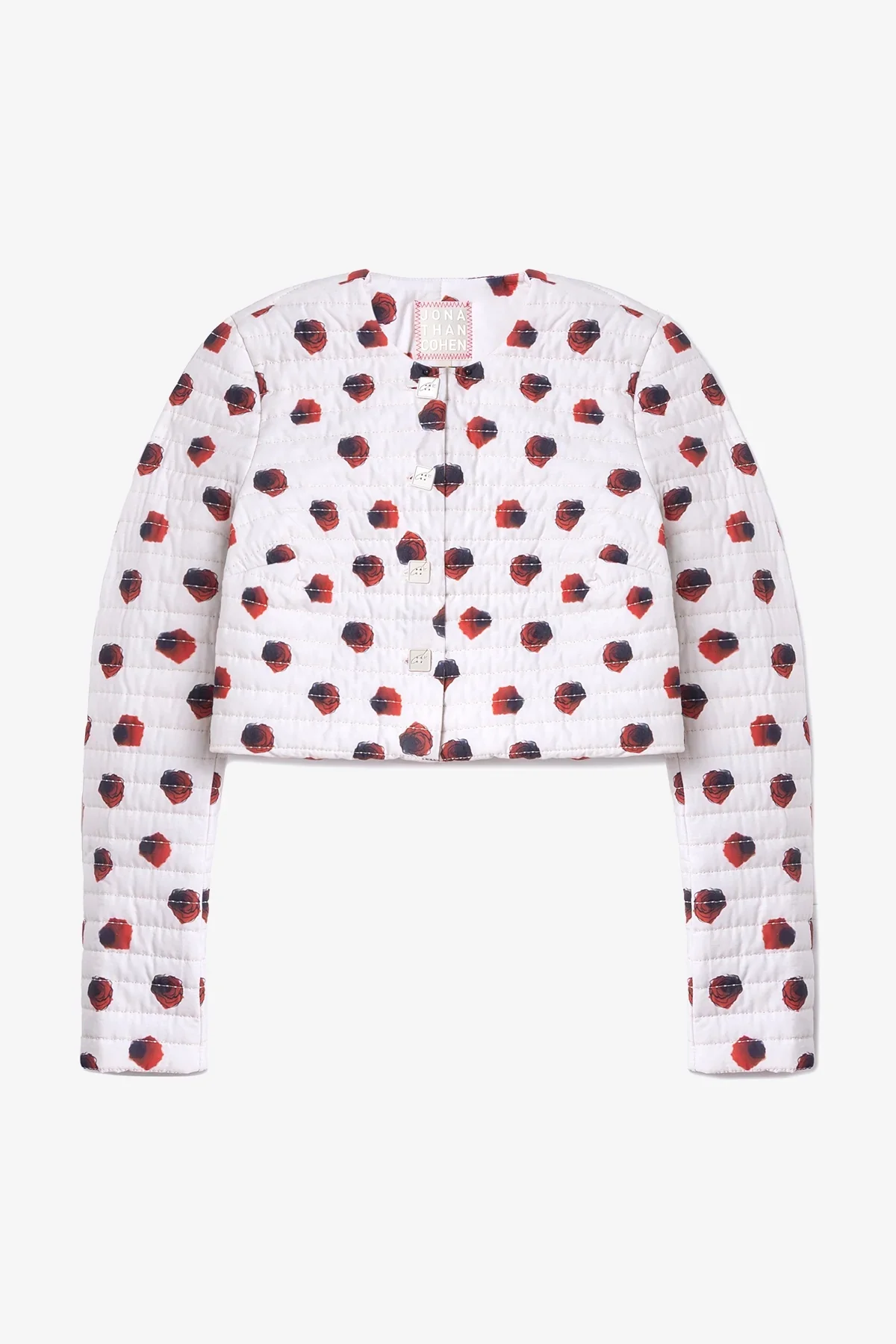 Jaqueta Cropped Gloria Algodão Floral Branco