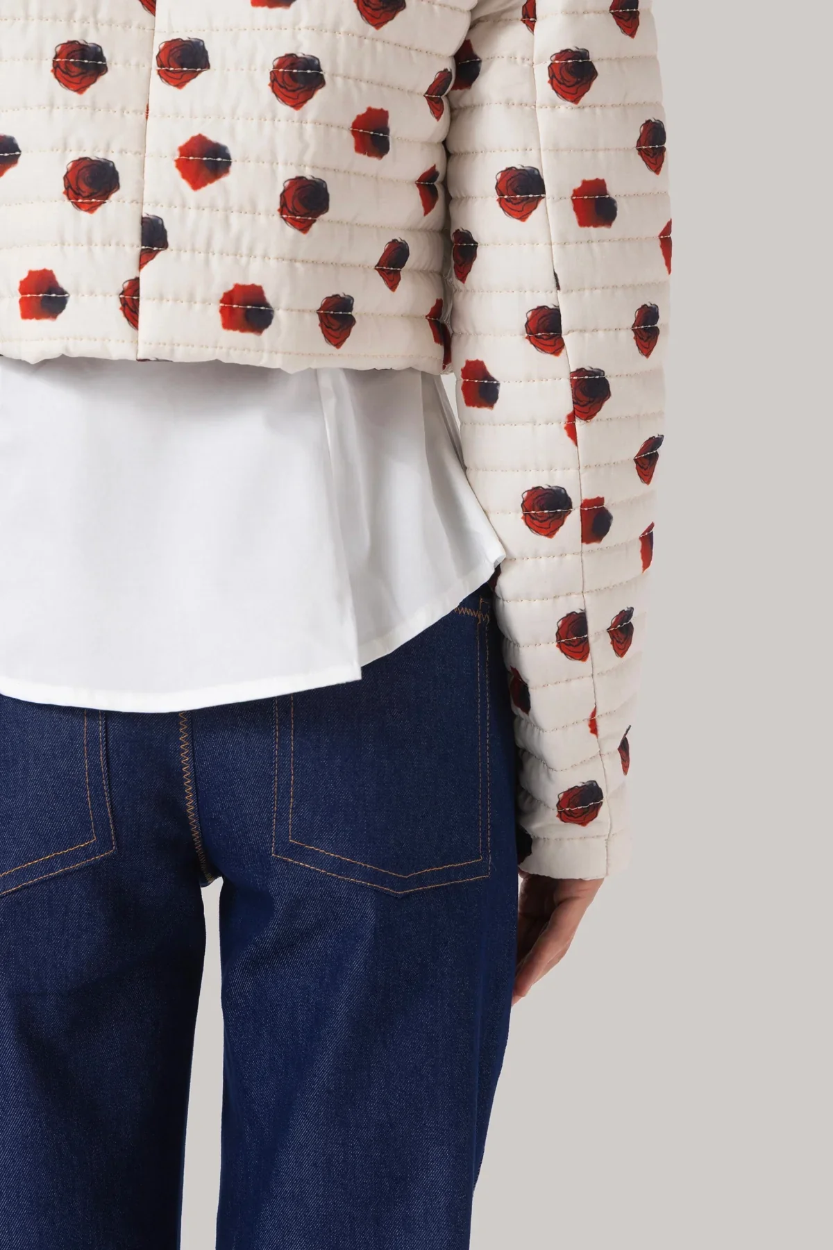 Jaqueta Cropped Gloria Algodão Floral Branco - Image 3